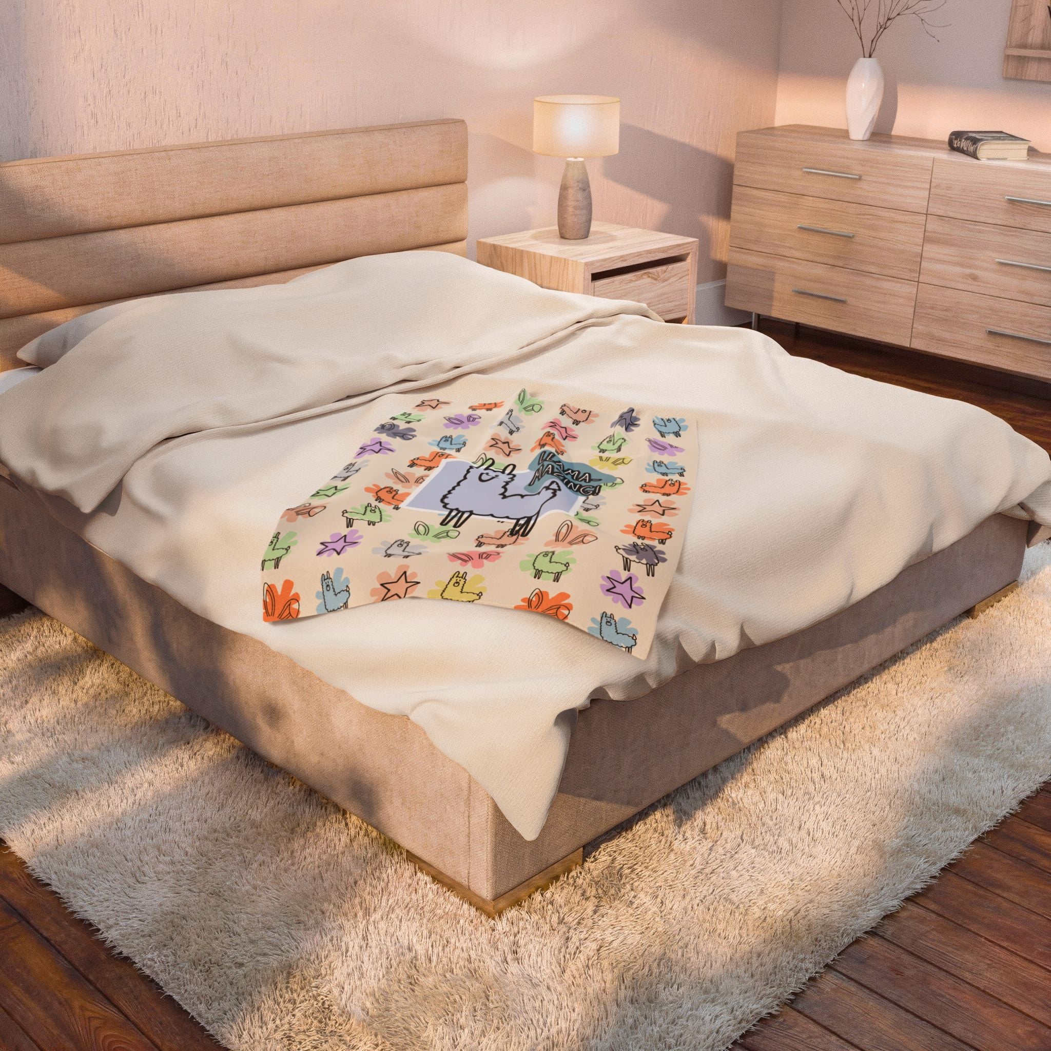 Llama-mazing Velvet Plush Baby Blanket — Cute Pastel Llama Throw