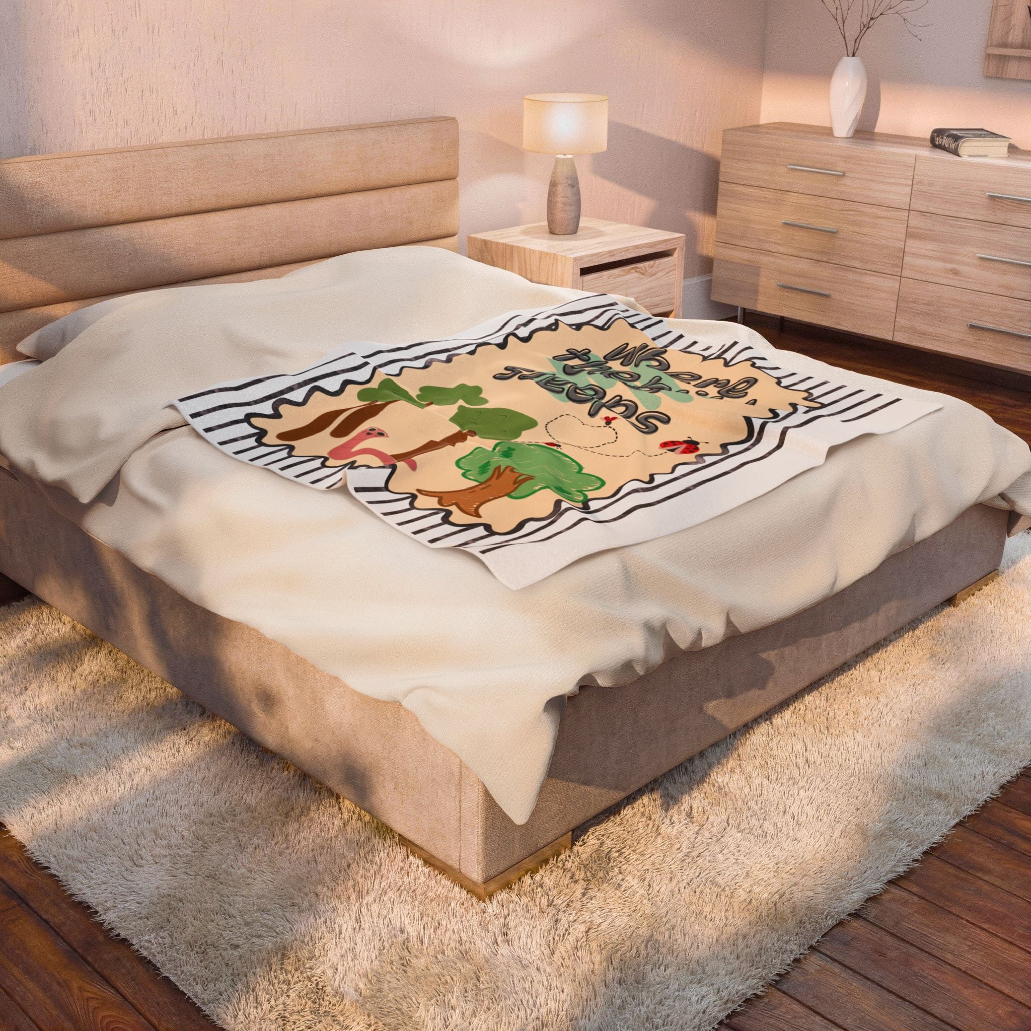 Kid's Large Plush Blanket — "Where the Wild One Sleeps" Woodland Baby Blanket
