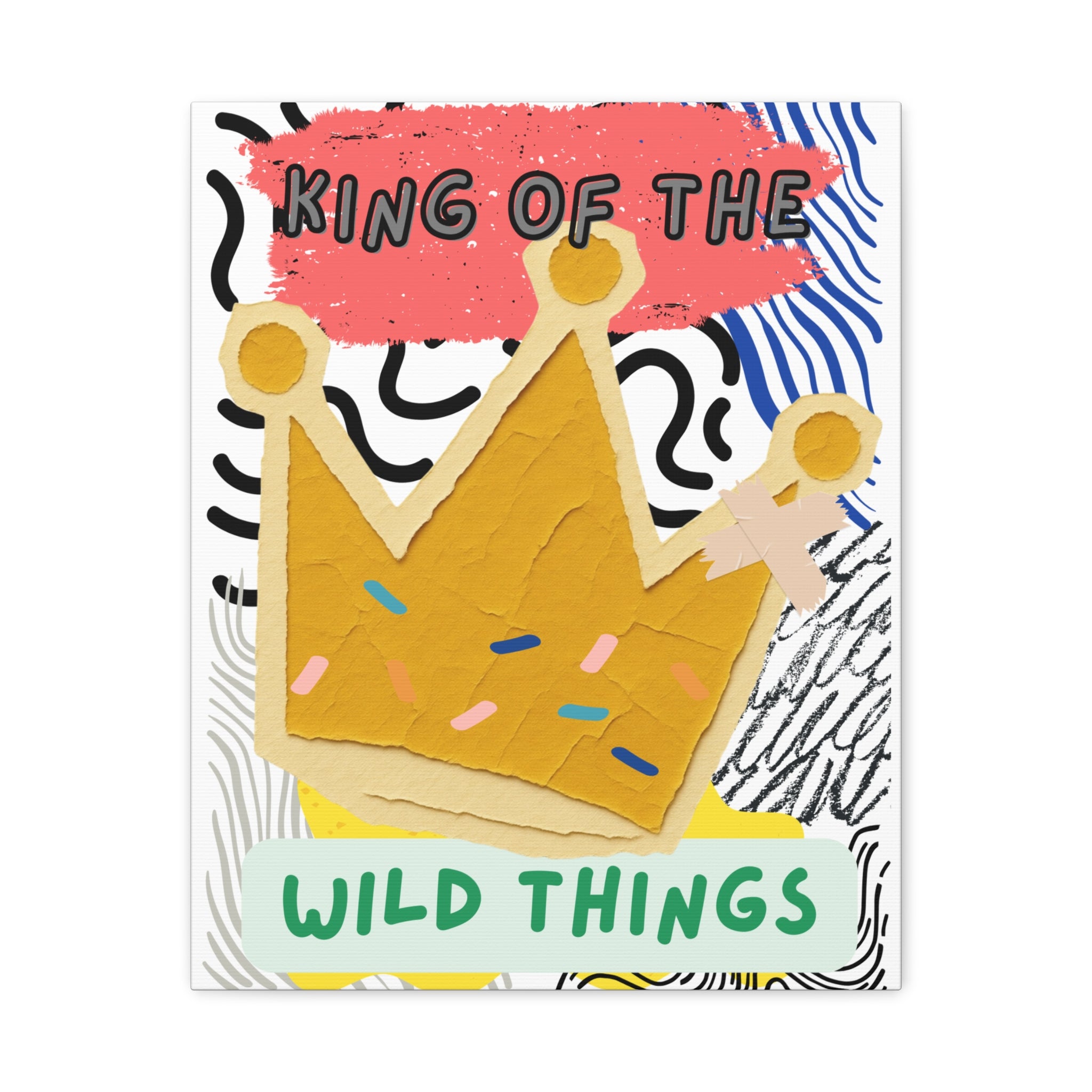 King of the Wild Things Canvas Print — Colorful Crown Wall Art for Kids’ Room