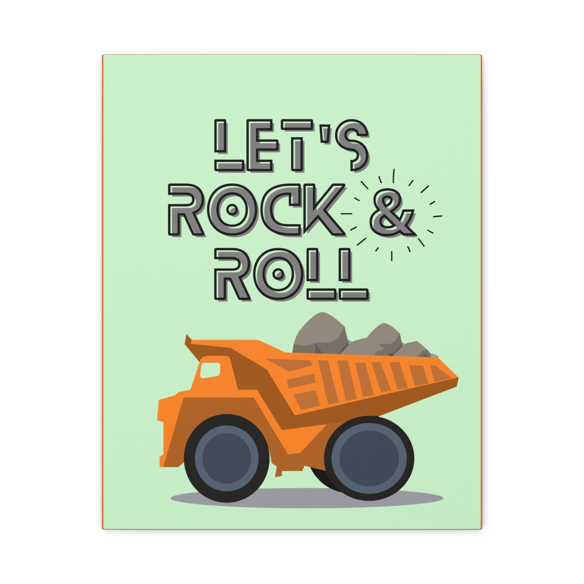 Let's Rock & Roll Dump Truck Large Matte Canvas Wall Art - Nursery