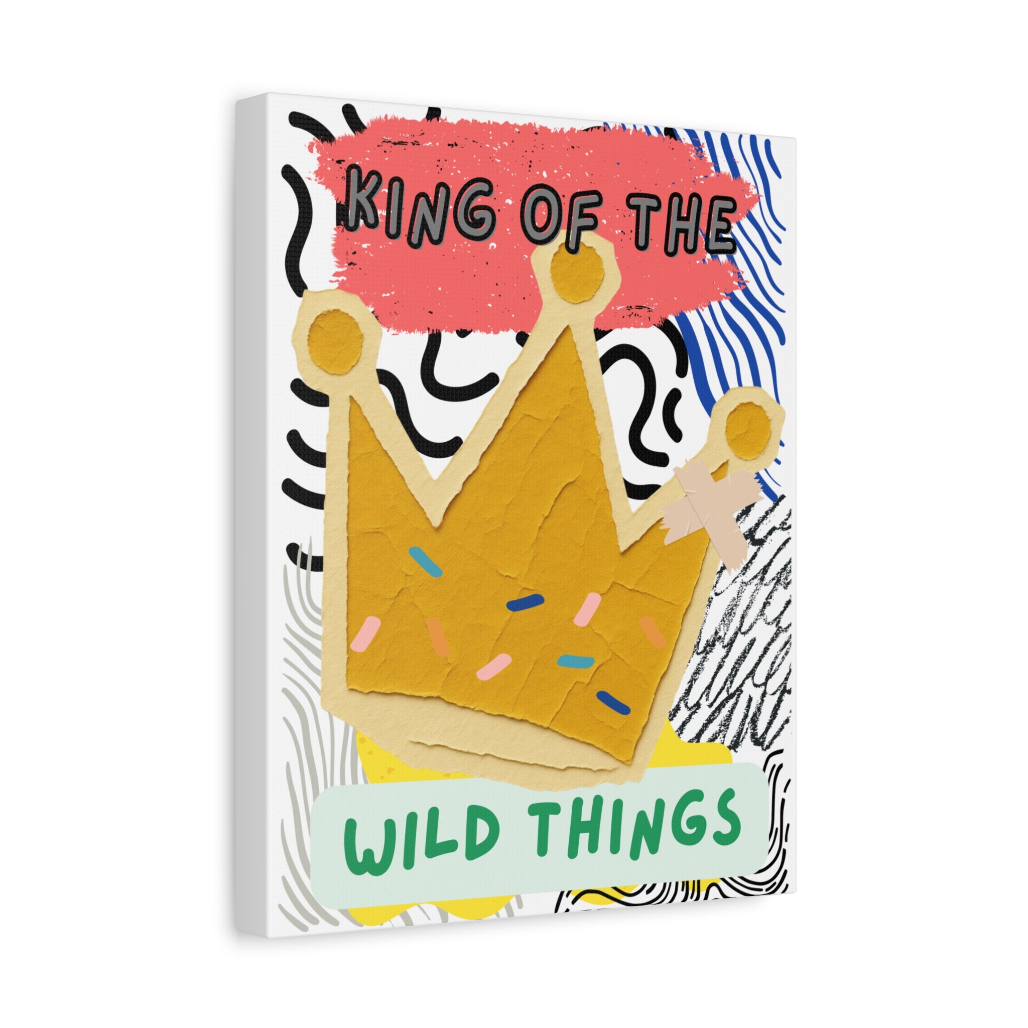 King of the Wild Things Canvas Print — Colorful Crown Wall Art for Kids’ Room