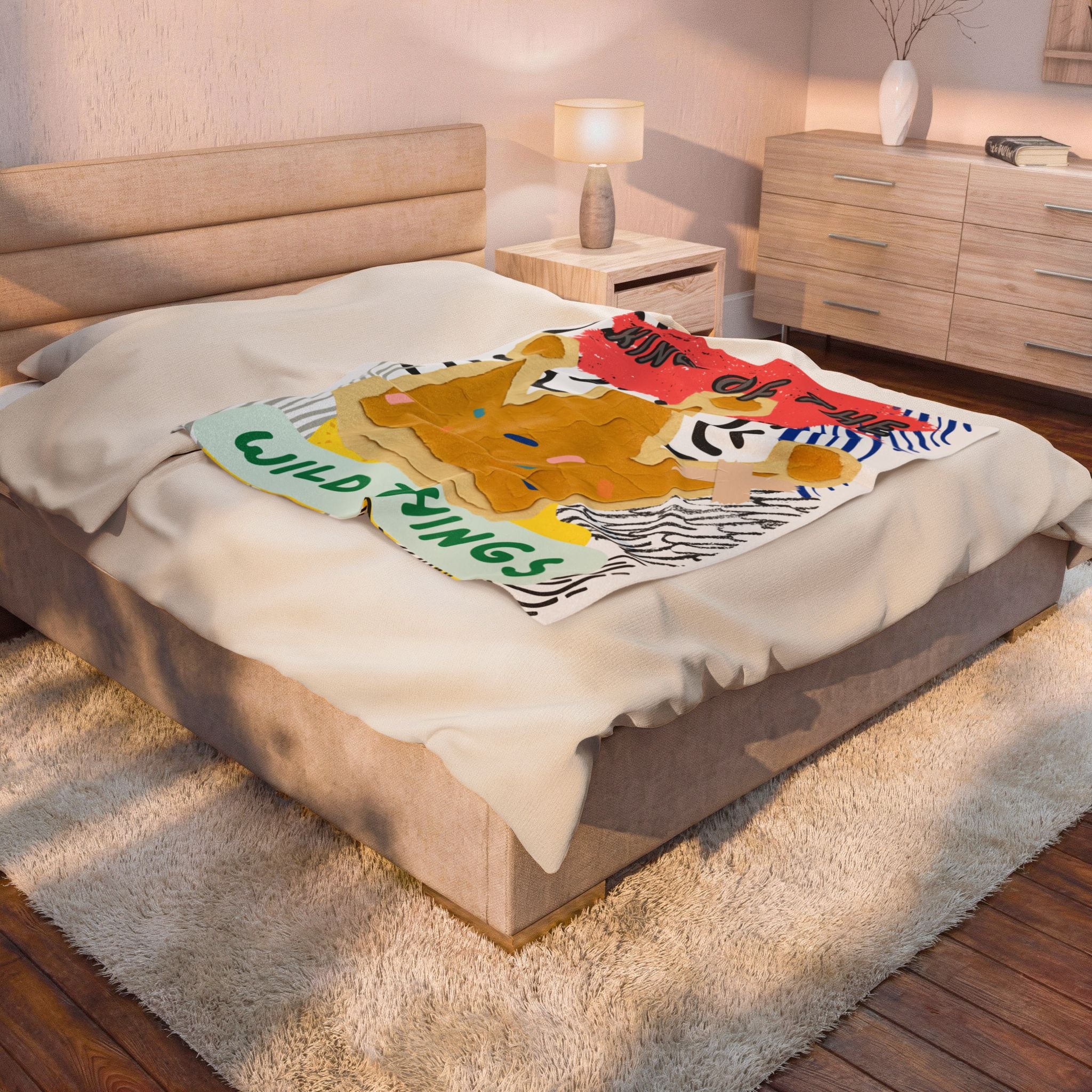 King of the Wild Things Velveteen Plush Blanket — Kids Crown Illustration Throw