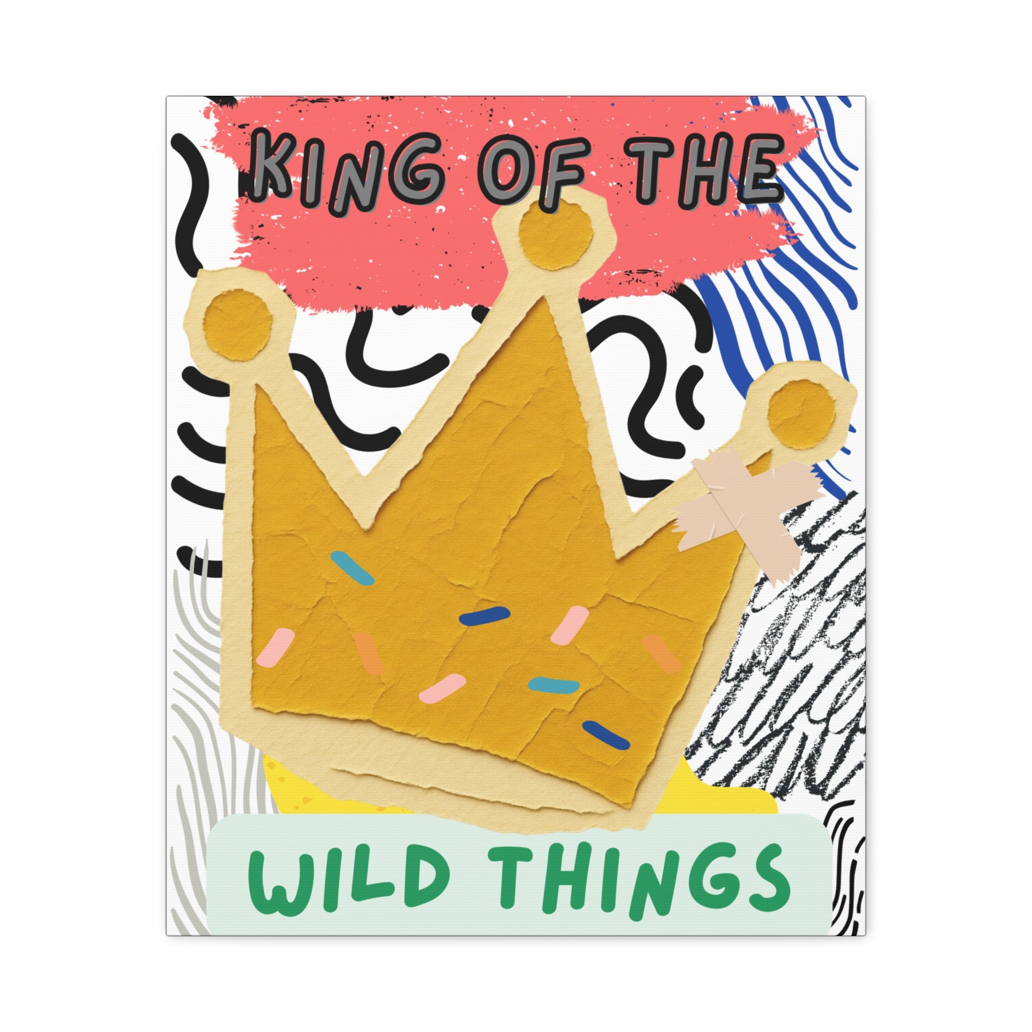 King of the Wild Things Large Canvas Print — Colorful Crown Wall Art for Kids’ Room