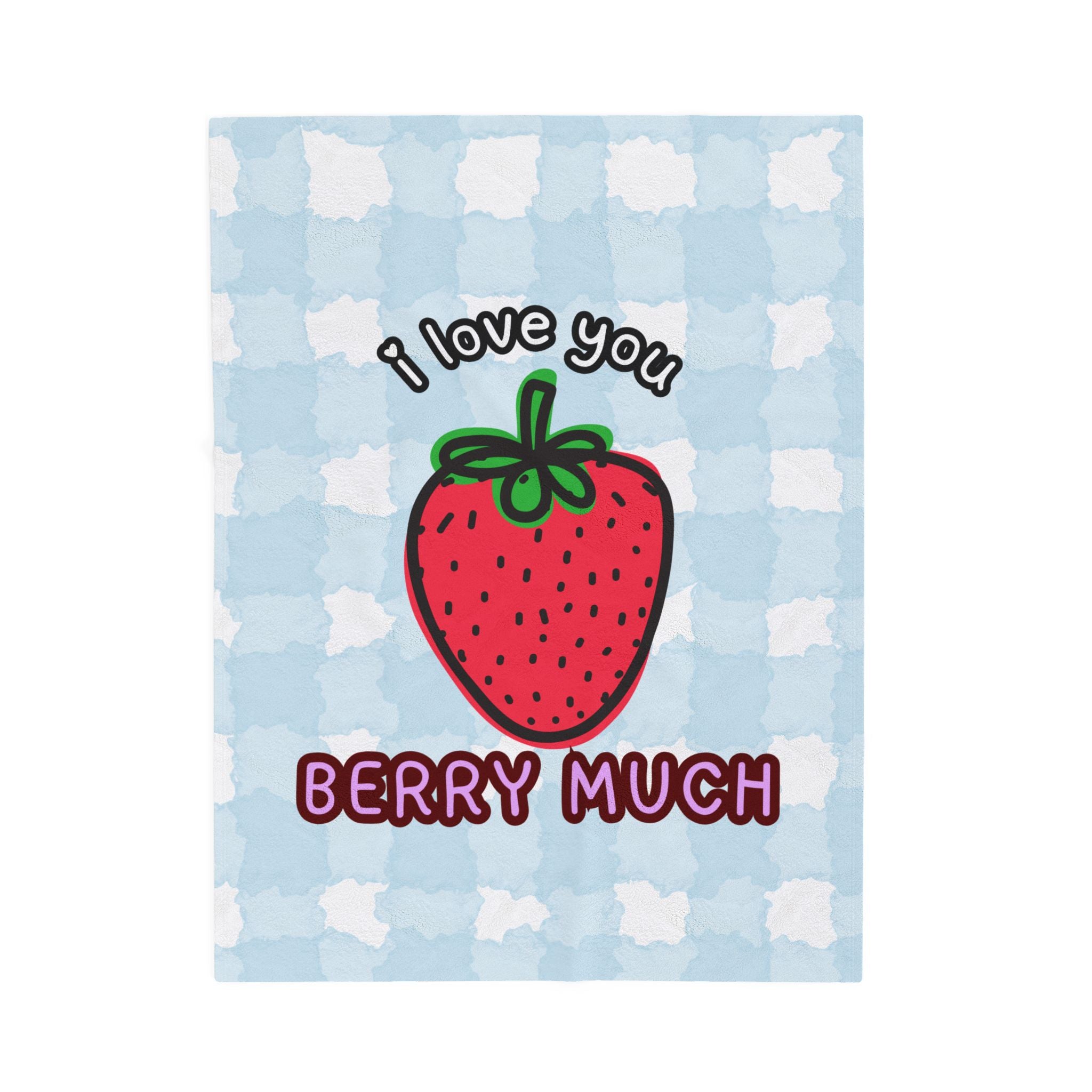 Berry Much Velvet Plush Baby Blanket — Strawberry Gingham Plush Throw
