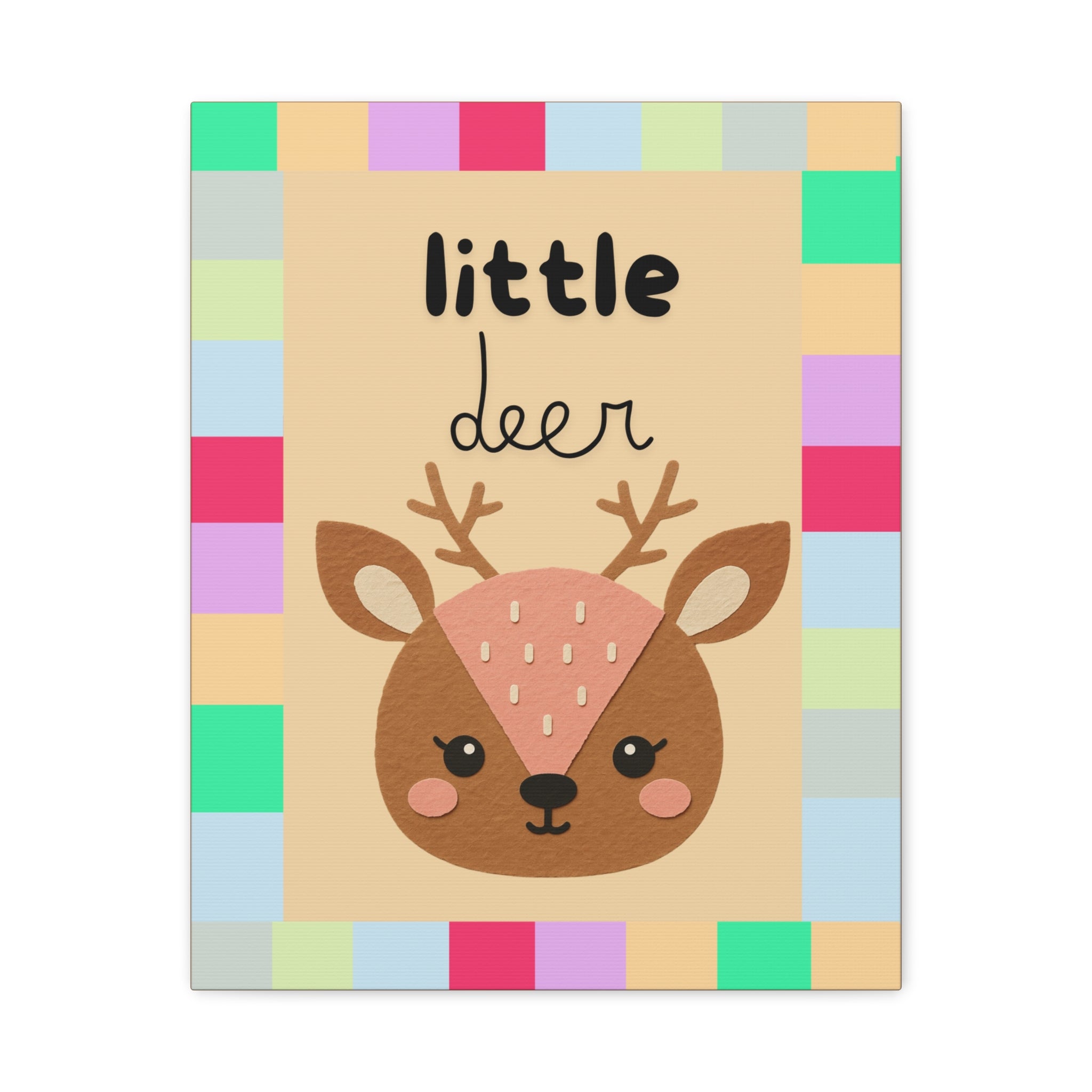 Little Deer Nursery Large Canvas Art – Cute Baby Deer Wall Decor