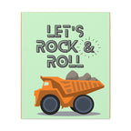 Let's Rock & Roll Dump Truck Large Matte Canvas Wall Art - Nursery
