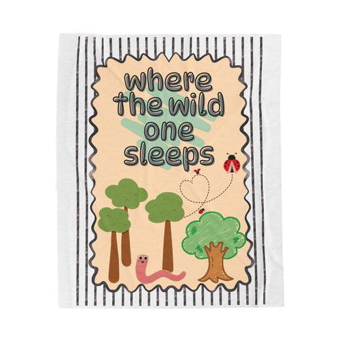 Kid's Large Plush Blanket — "Where the Wild One Sleeps" Woodland Baby Blanket