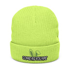 Embroidered 'Come As You Are' Ribbed Knit Beanie