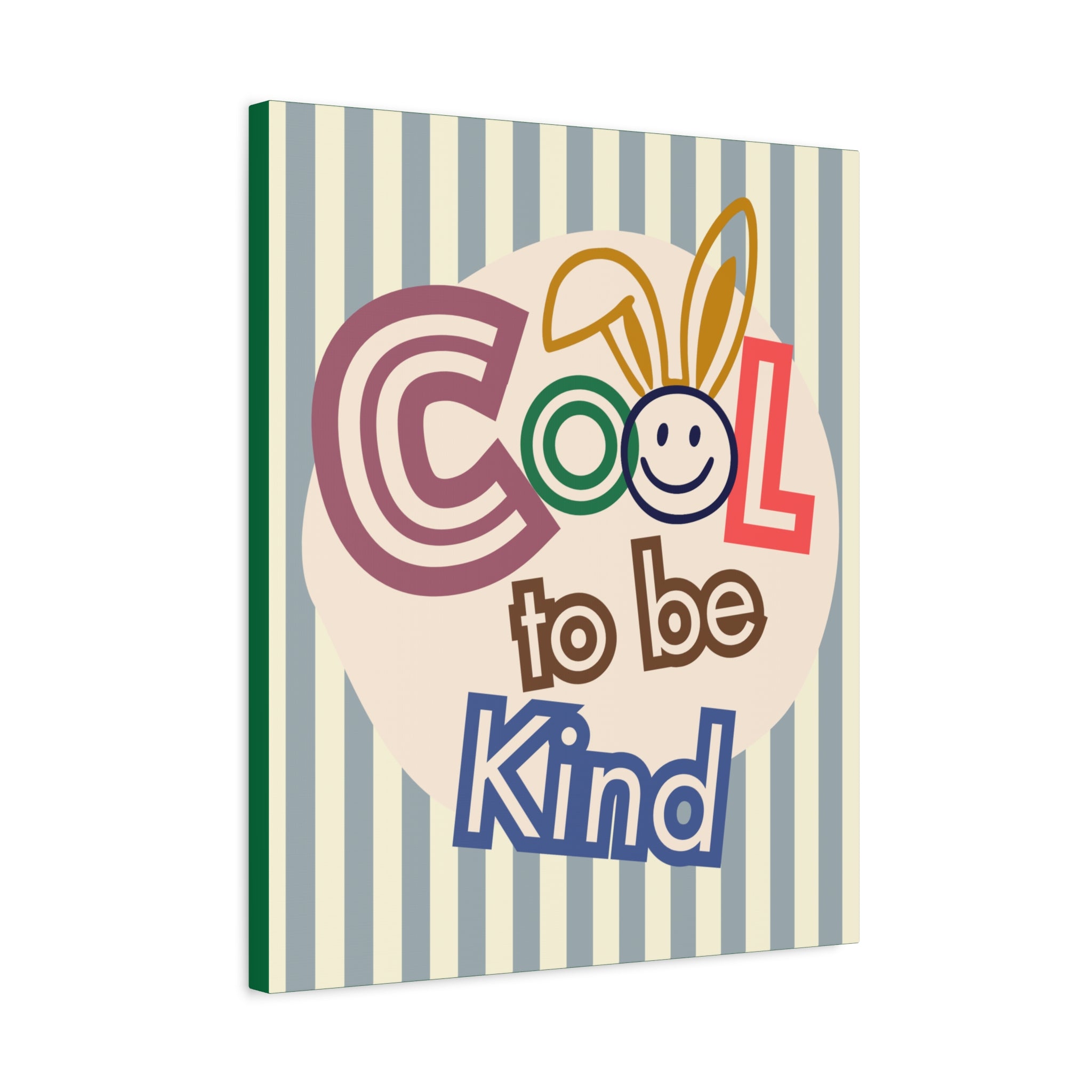 Cool to Be Kind Large Canvas Wall Art — Playful Bunny Motivational Print