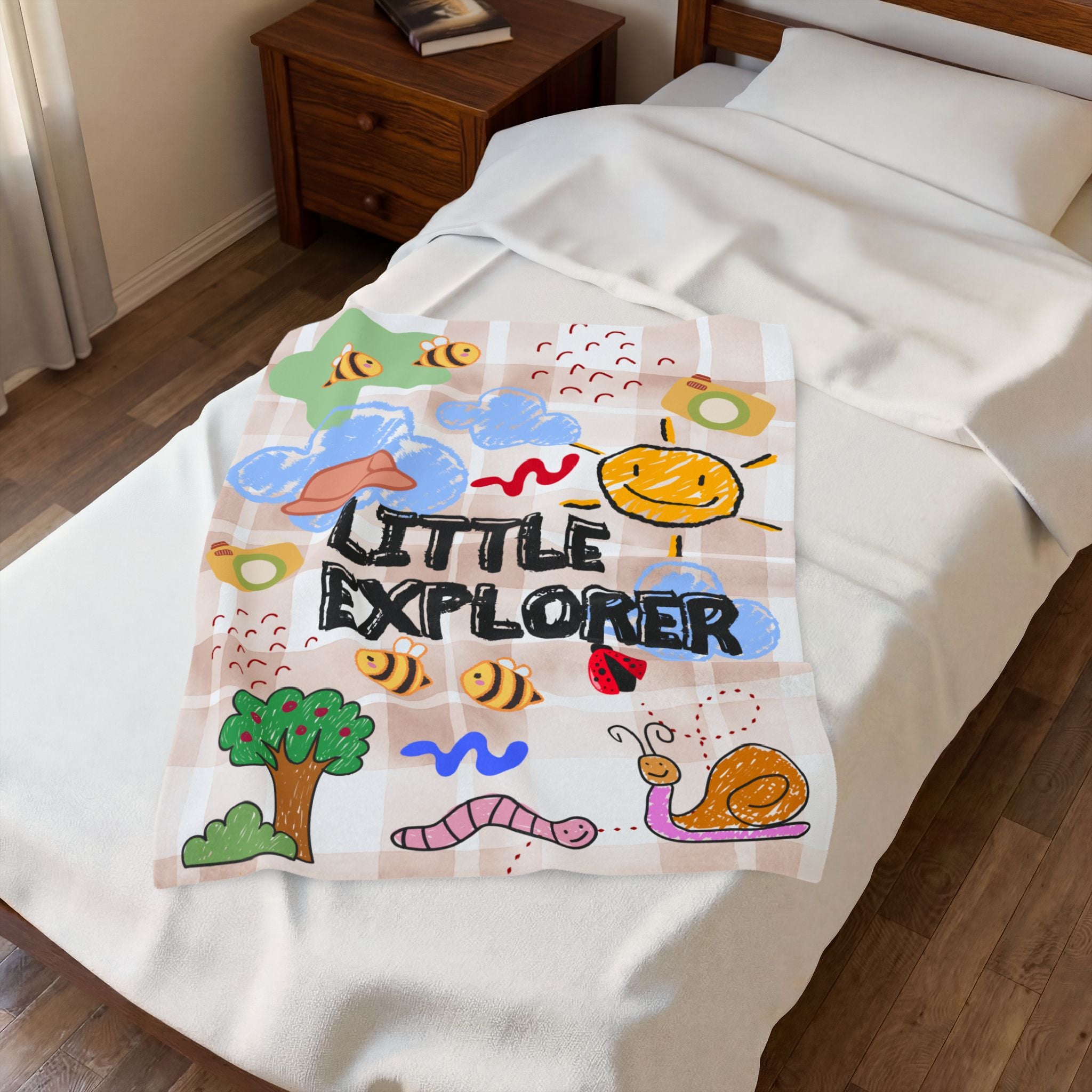 Little Explorer Velvet Plush Baby Blanket — Animal & Nature Nursery Throw