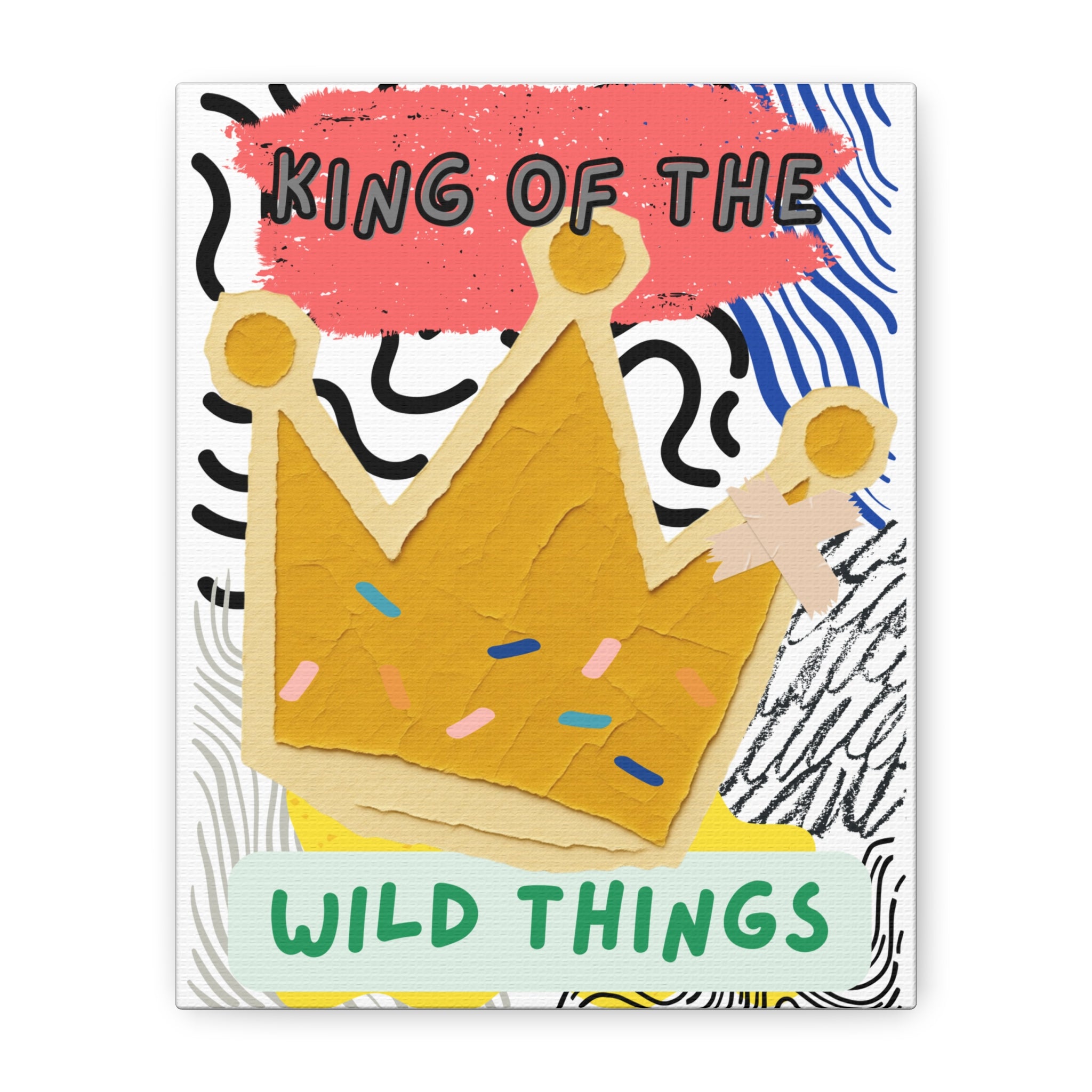 King of the Wild Things Canvas Print — Colorful Crown Wall Art for Kids’ Room