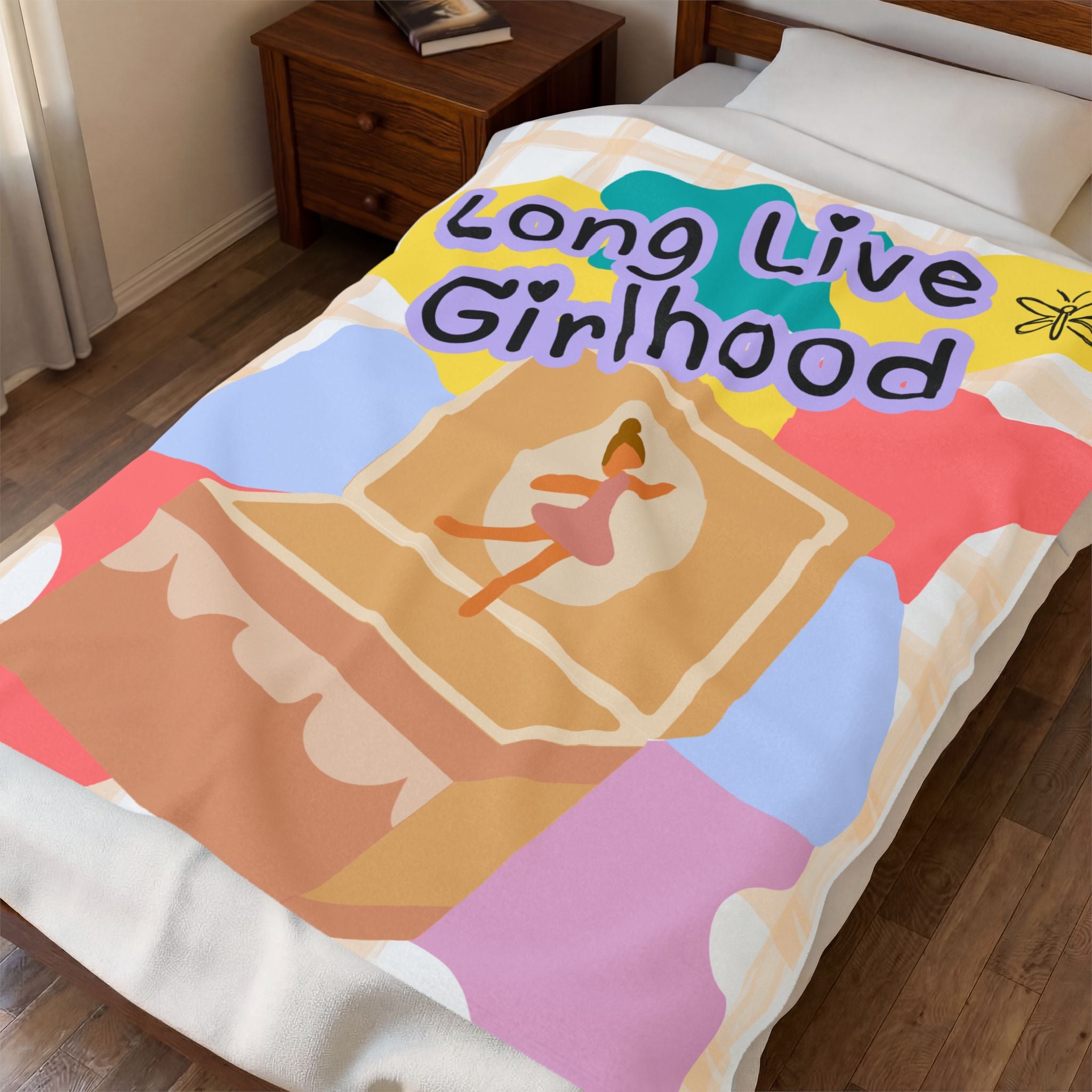 Velveteen Plush Blanket — "Long Live Girlhood" Ballet Music Box Throw