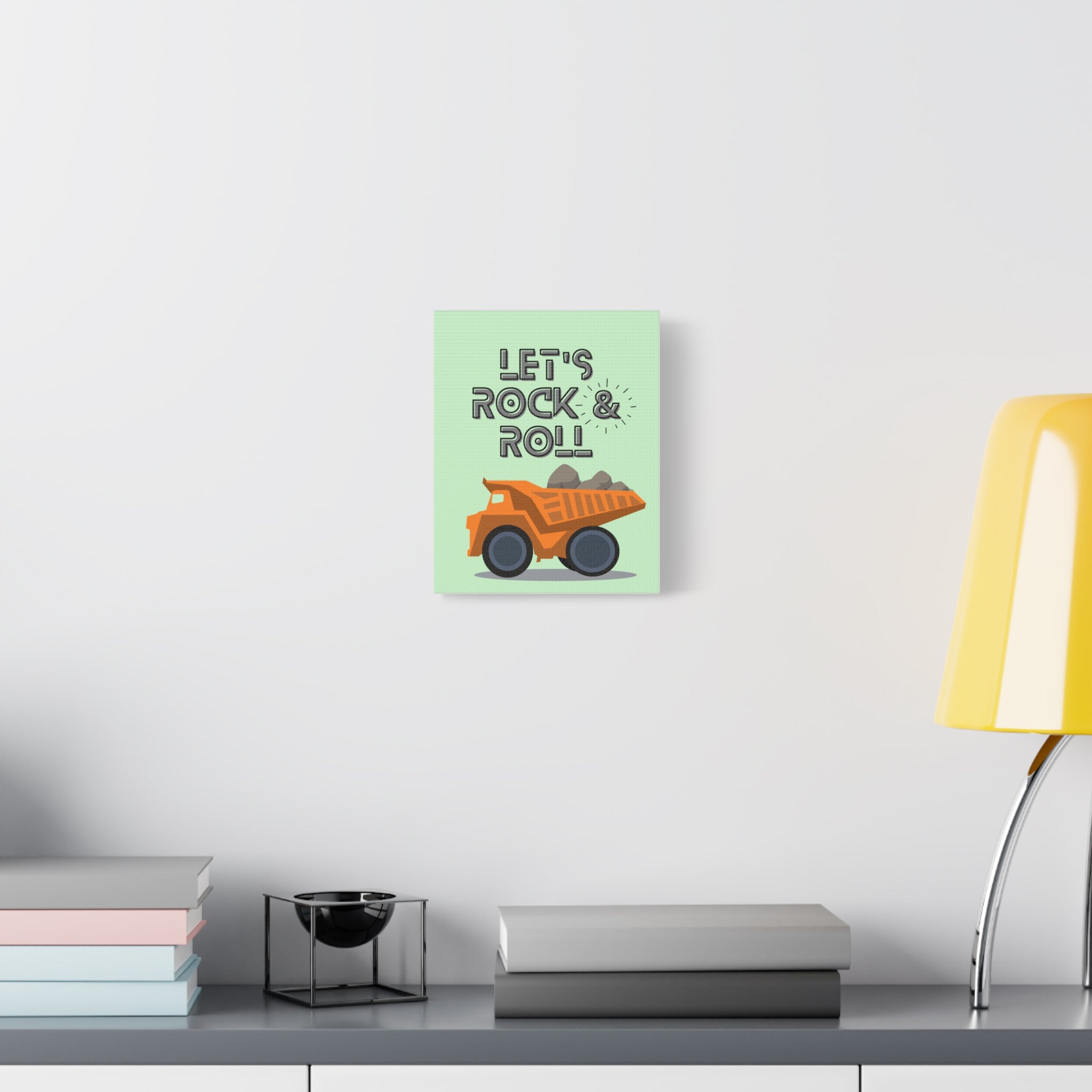 Let's Rock & Roll Dump Truck Matte Canvas Wall Art