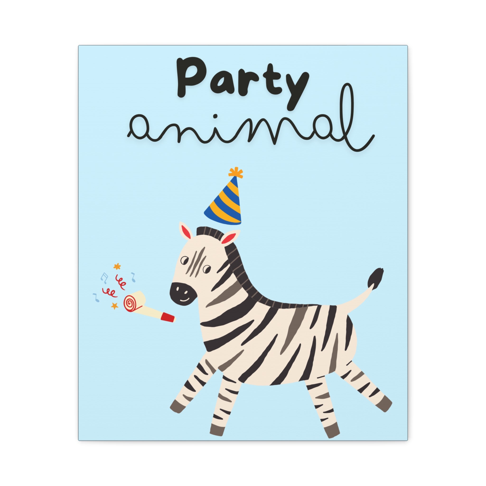 Party Animal Zebra Large Canvas Wall Art — Cute Kids Nursery Decor