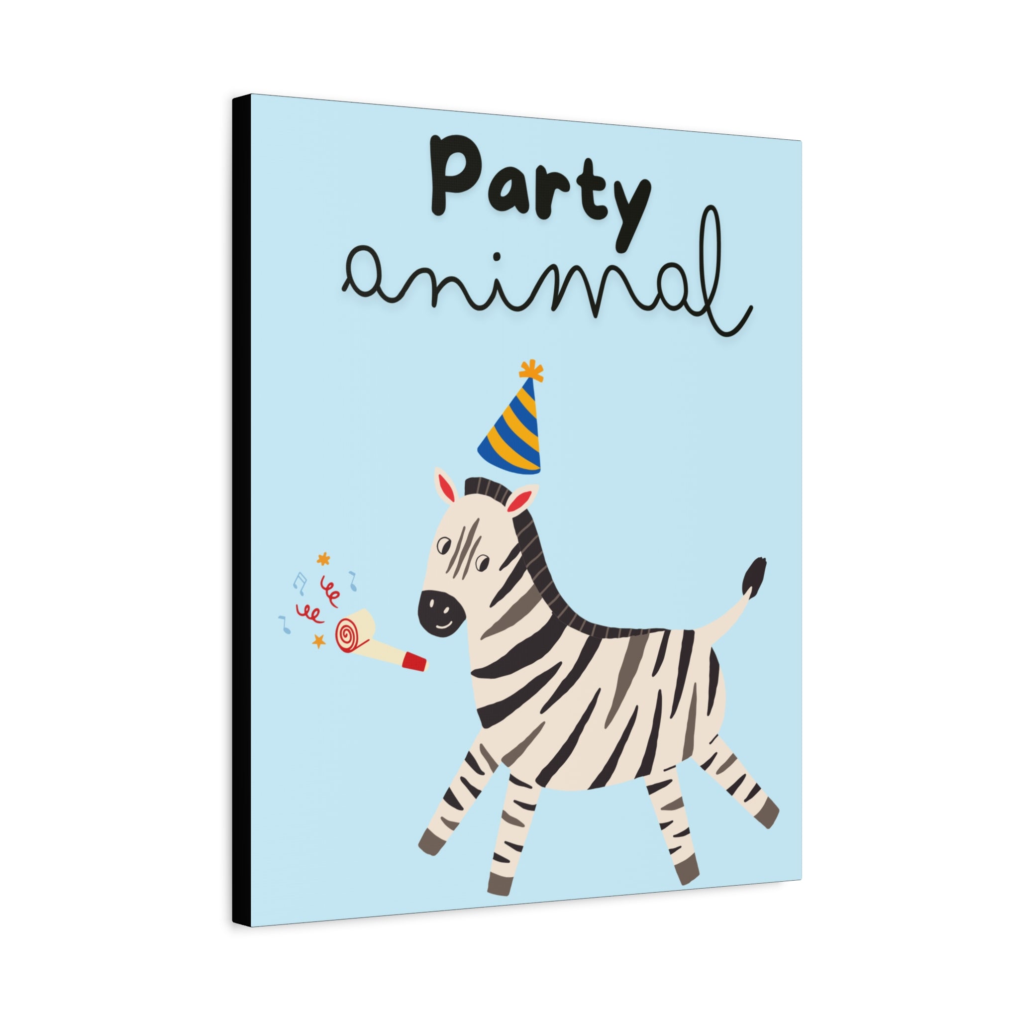 Party Animal Zebra Large Canvas Wall Art — Cute Kids Nursery Decor