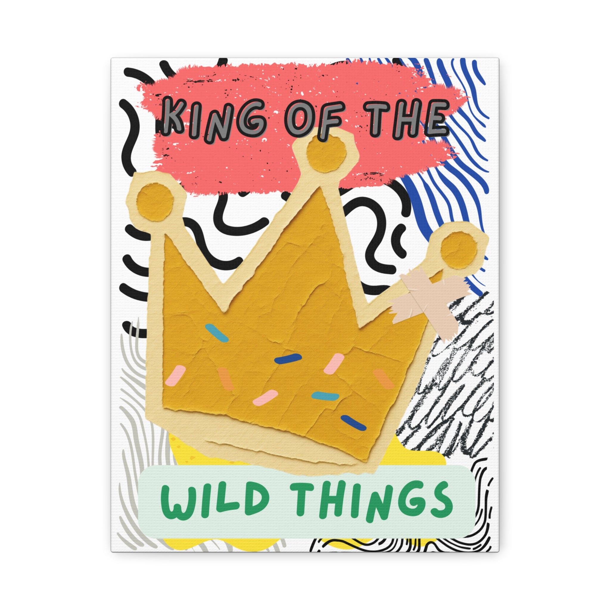 King of the Wild Things Canvas Print — Colorful Crown Wall Art for Kids’ Room