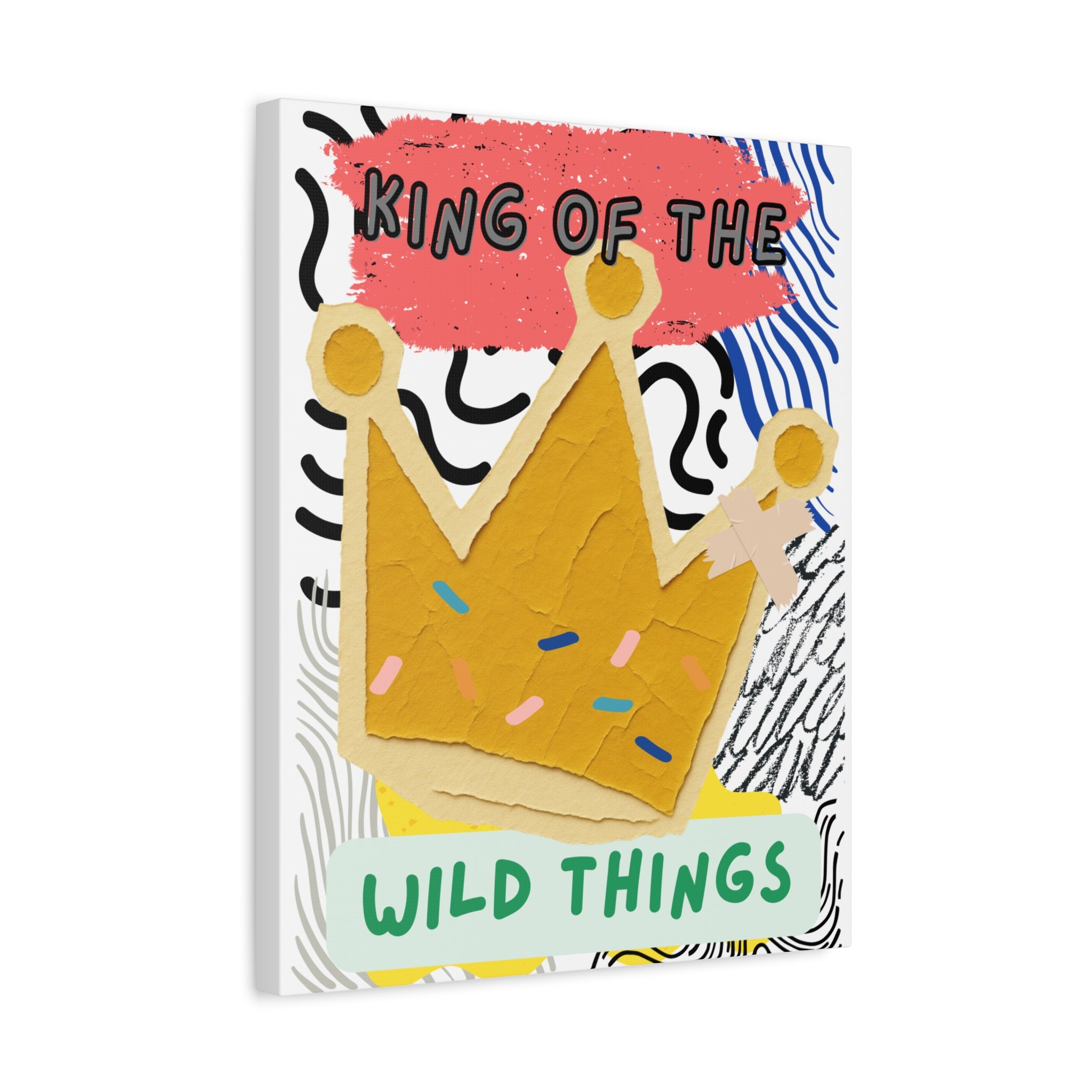 King of the Wild Things Canvas Print — Colorful Crown Wall Art for Kids’ Room