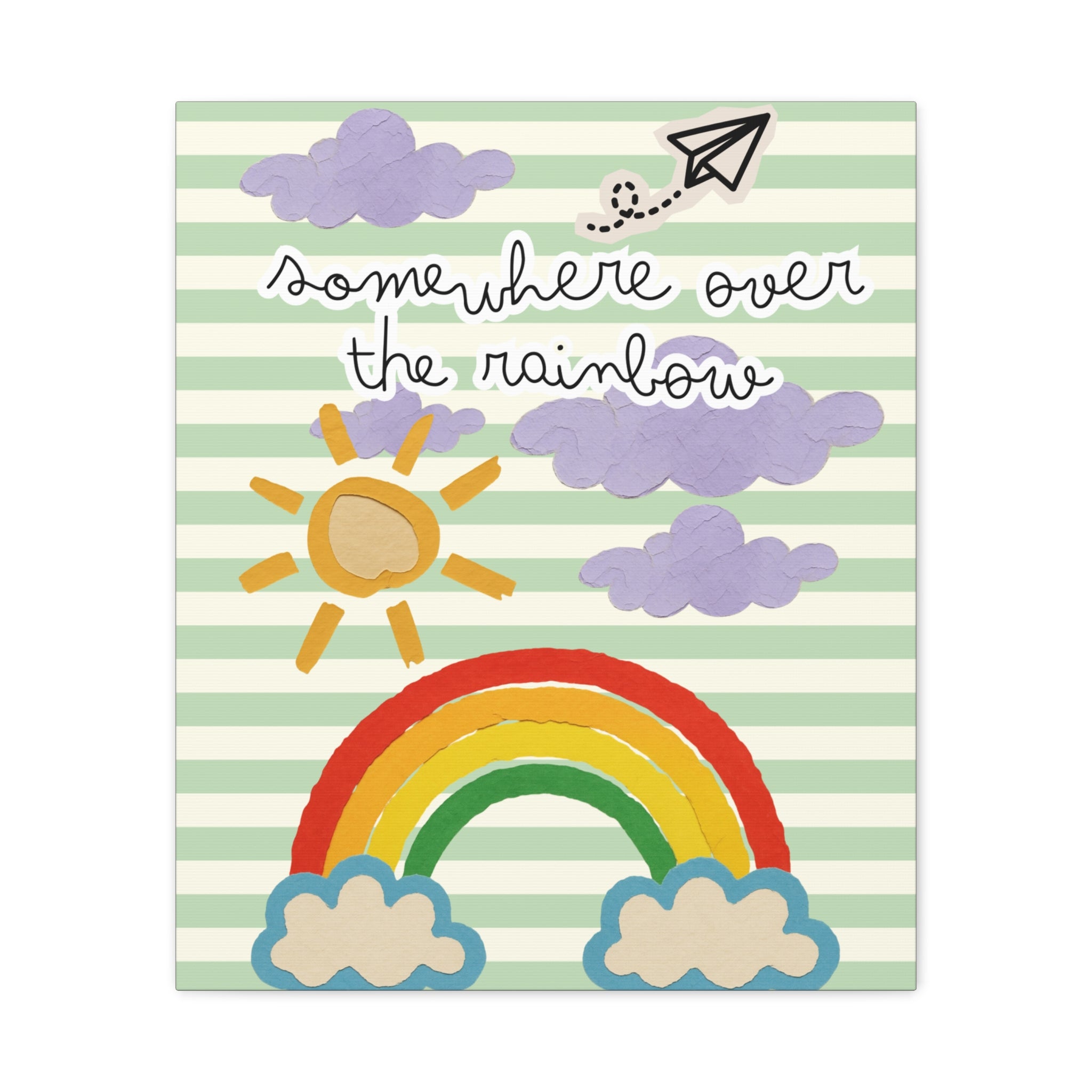 Somewhere Over the Rainbow Kids Large Canvas Wall Art — Cute Rainbow Nursery Decor
