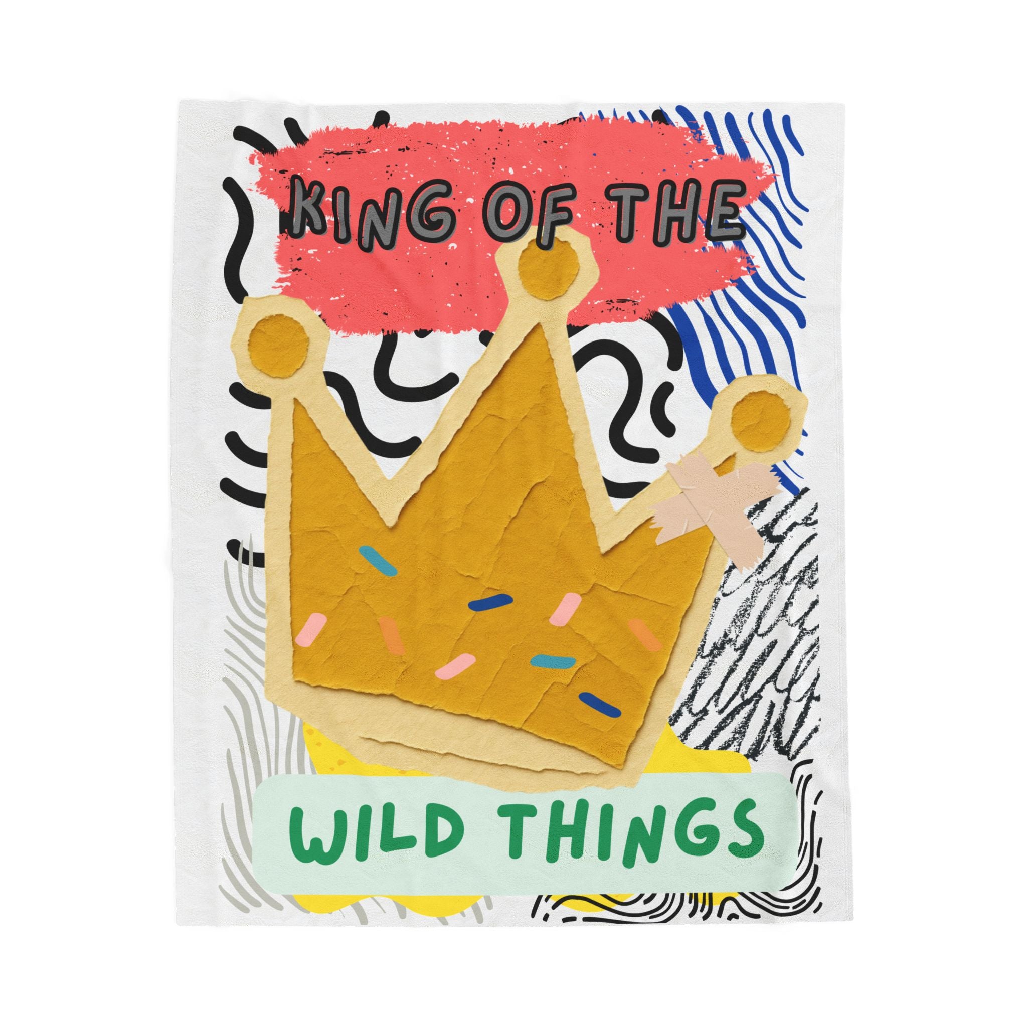 King of the Wild Things Velveteen Plush Blanket — Kids Crown Illustration Throw