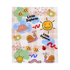 "Little Explorer" Kids Large Velveteen Plush Blanket - Throw with Cute Snail, Sun & Bee Prints
