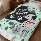 Meet Me At My Spot Dalmatian Kid's Velveteen Plush Throw Blanket