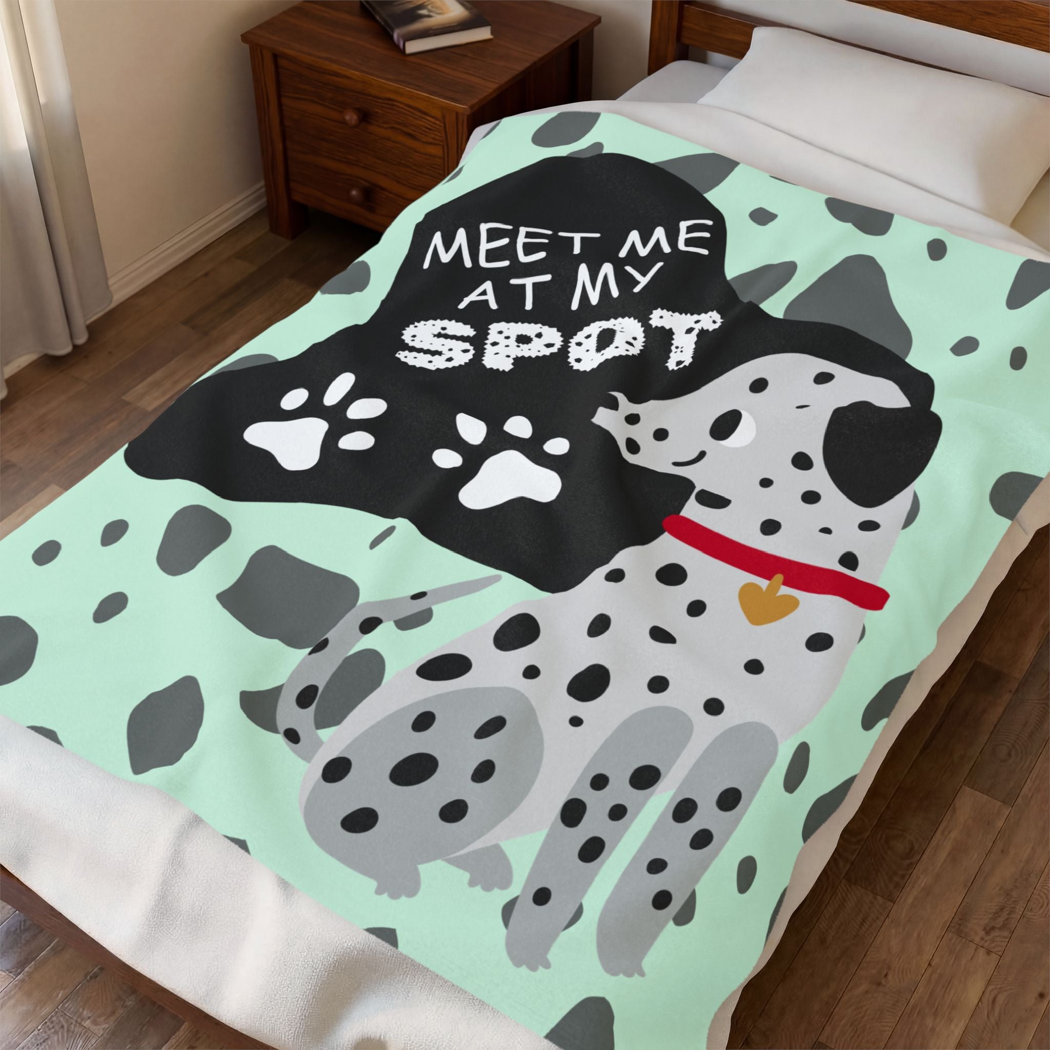 Meet Me At My Spot Dalmatian Kid's Velveteen Plush Throw Blanket