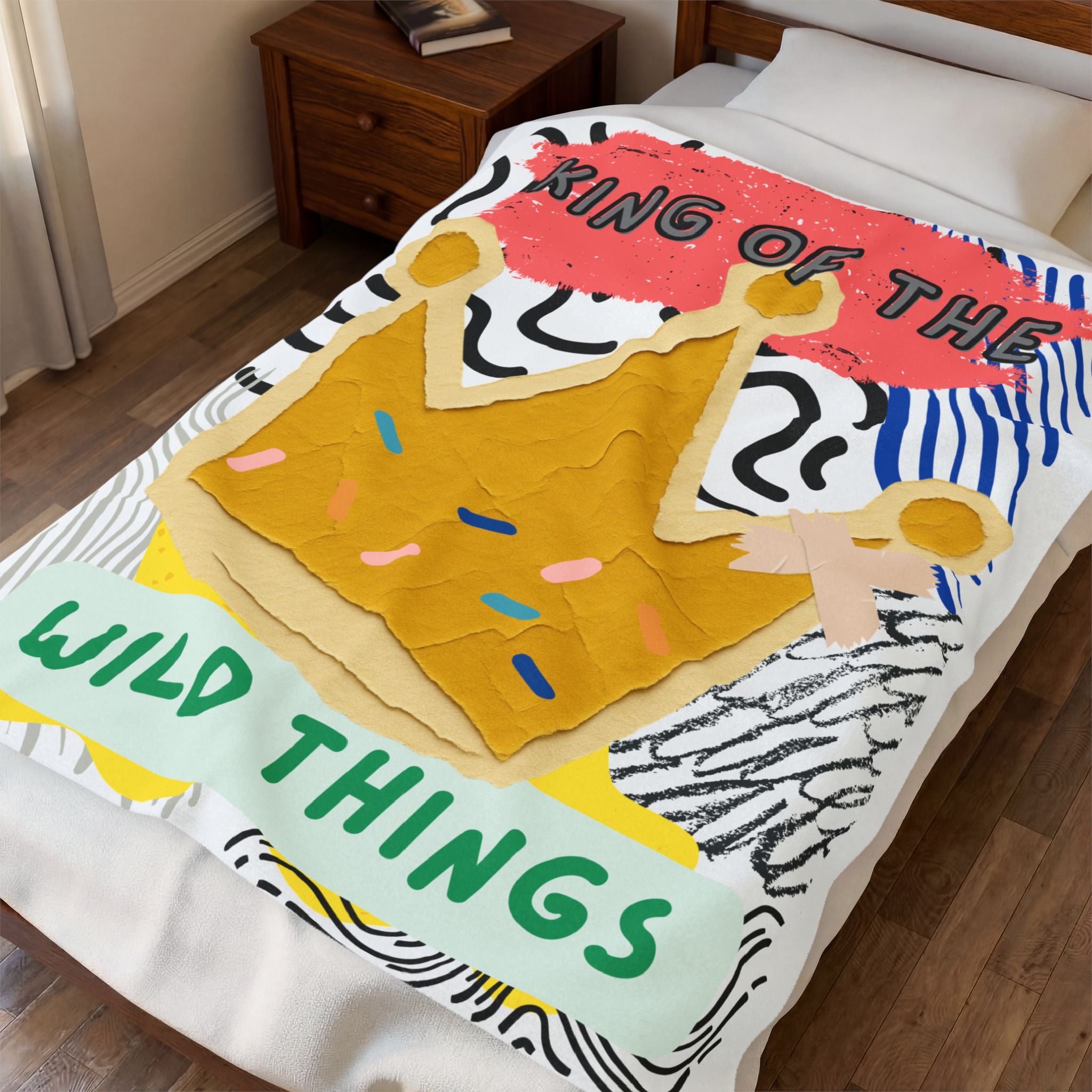 King of the Wild Things Velveteen Plush Blanket — Kids Crown Illustration Throw