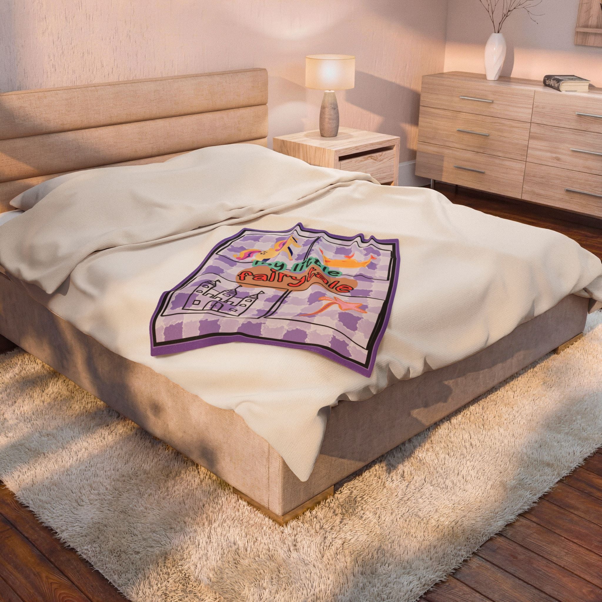 My Little Fairytale Velvet Plush Baby Blanket — Unicorn Castle Crown NurseryThrow