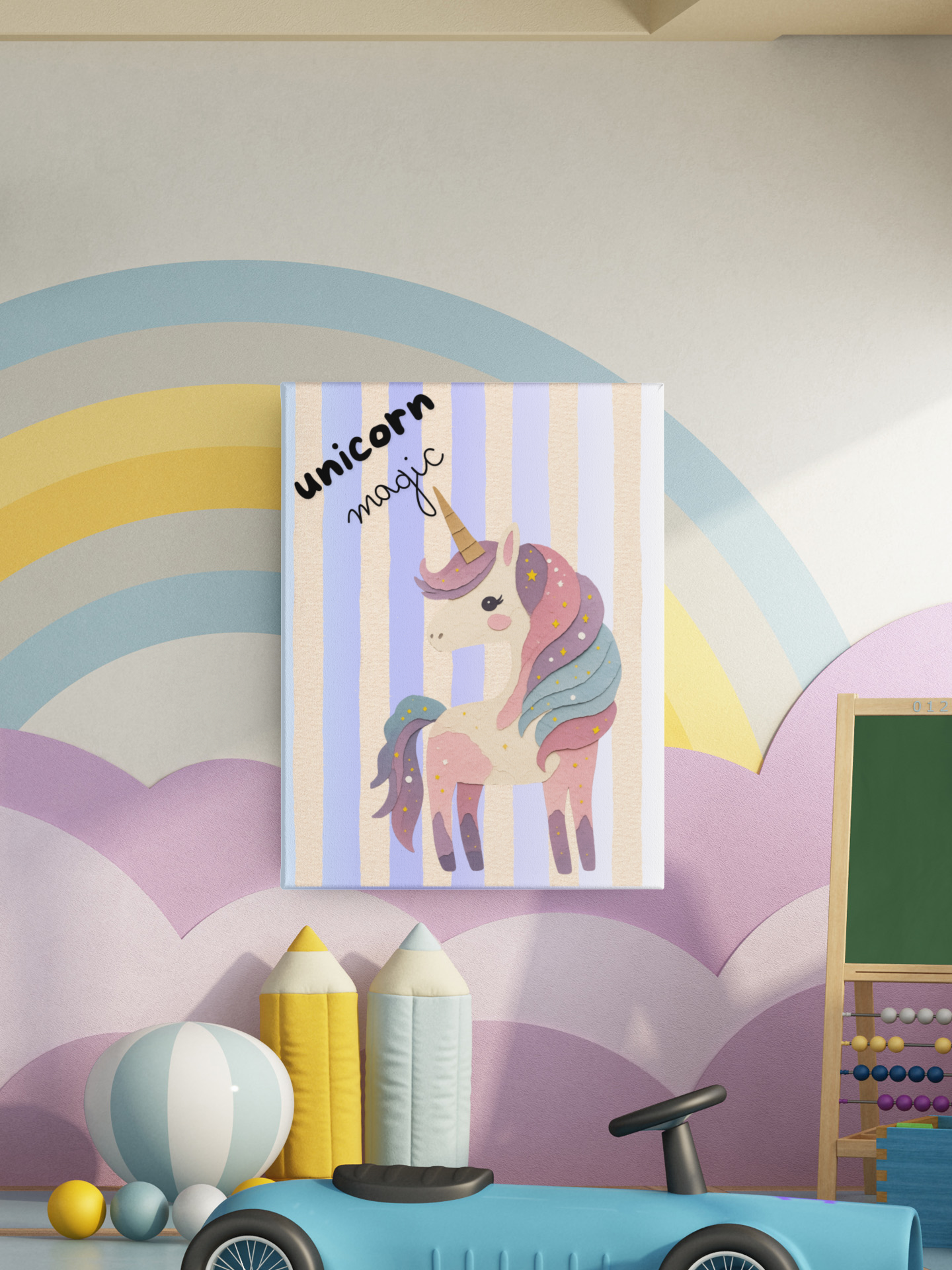 Unicorn Magic Canvas Wall Art — Pastel Kids Room Decor