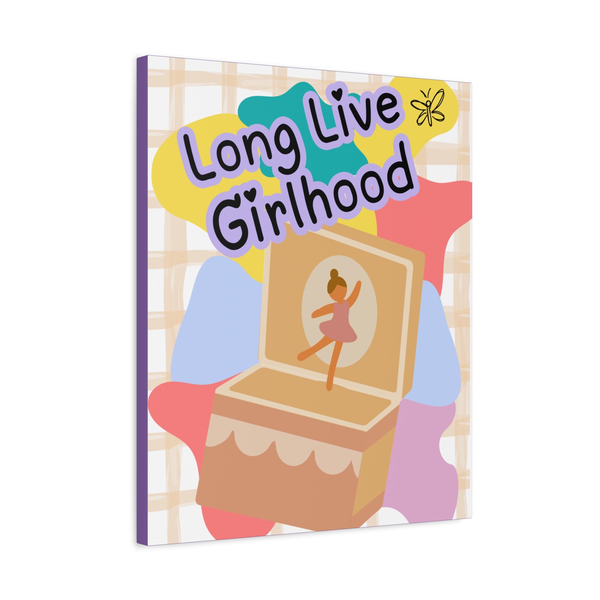 Long Live Girlhood Large Canvas Wall Art — Ballerina Music Box Nursery Print