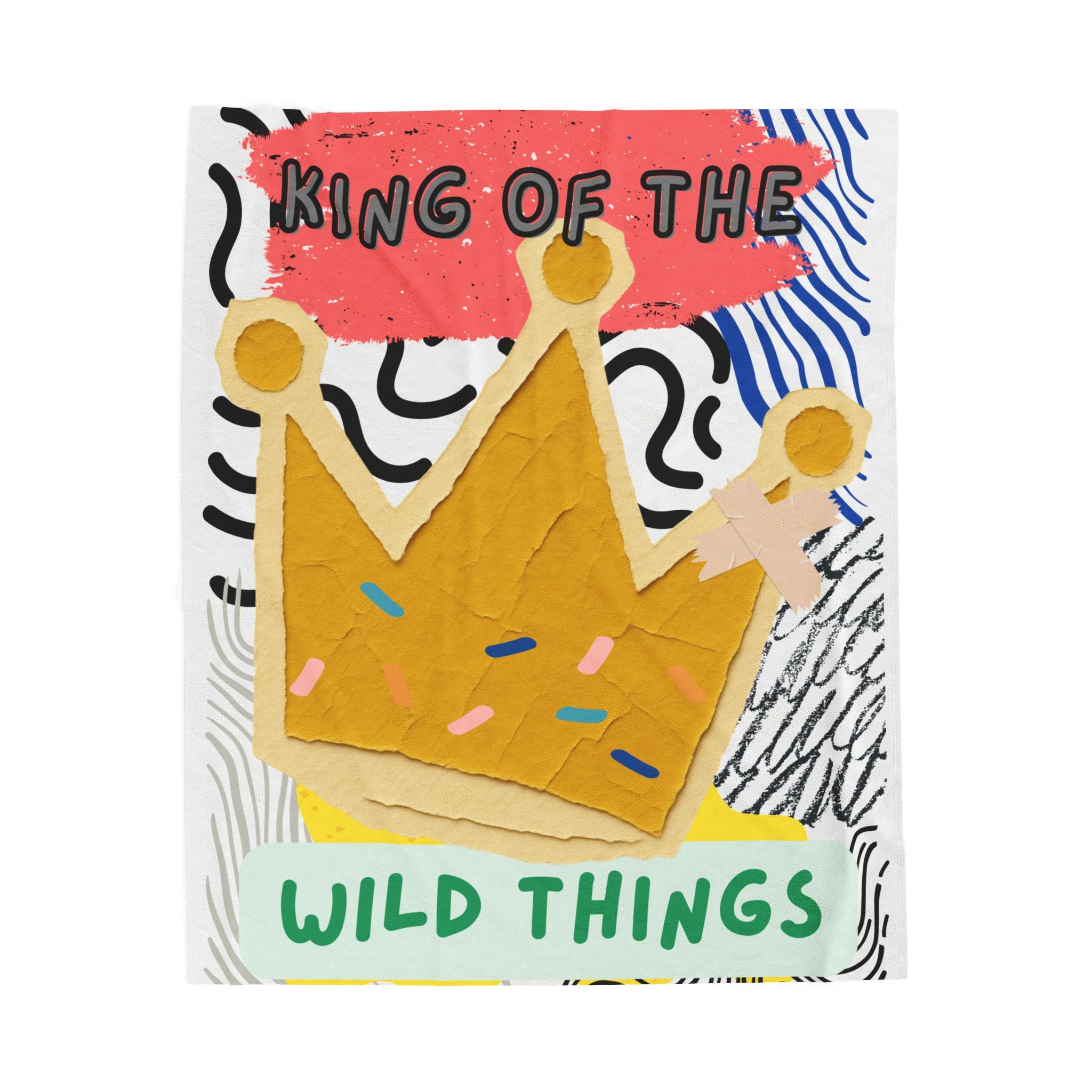 King of the Wild Things Velveteen Plush Blanket — Kids Crown Illustration Throw