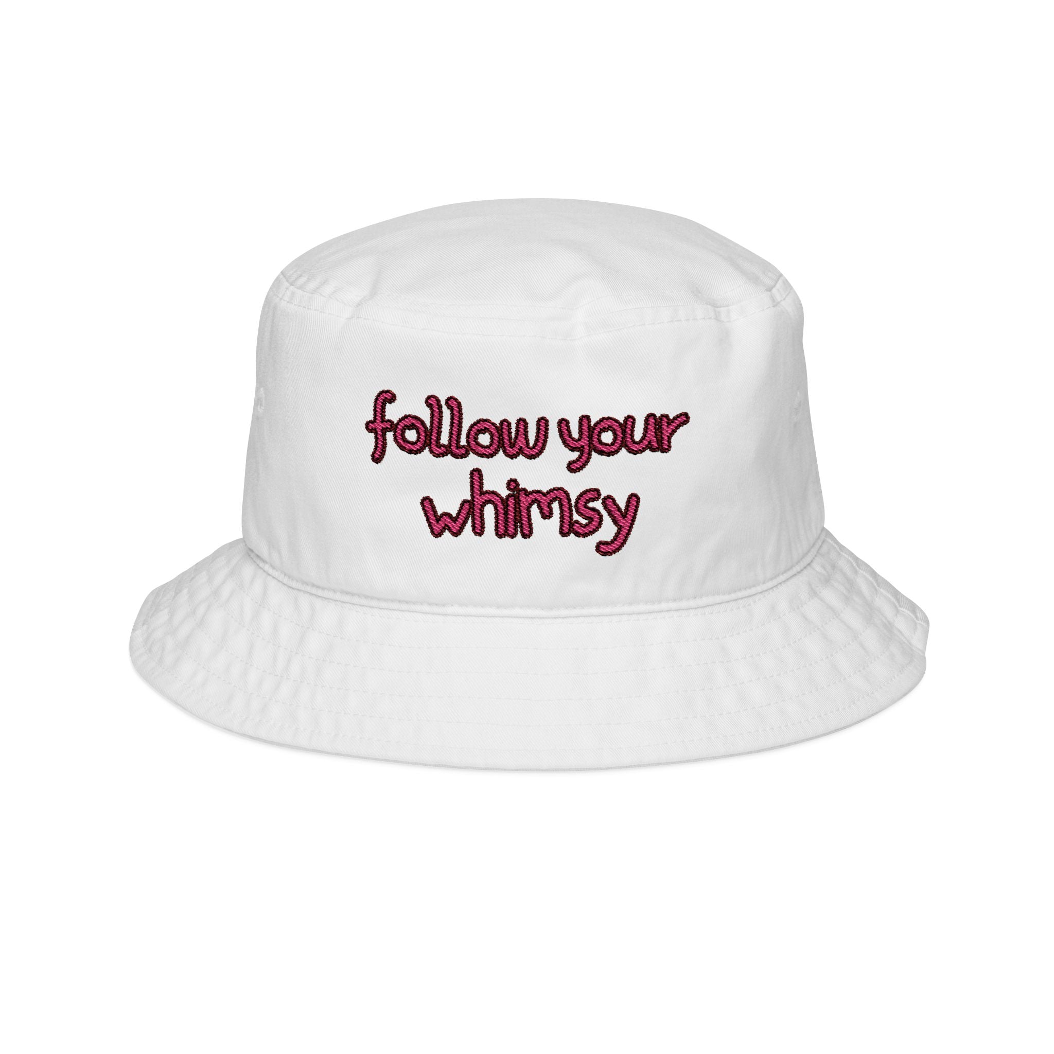 Follow Your Whimsy Embroidered Bucket Hat — Cute Casual Sun Hat
