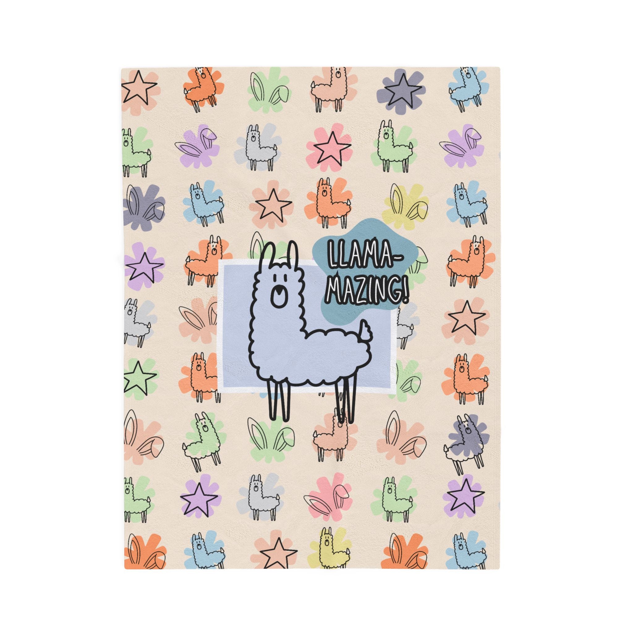 Llama-mazing Velvet Plush Baby Blanket — Cute Pastel Llama Throw