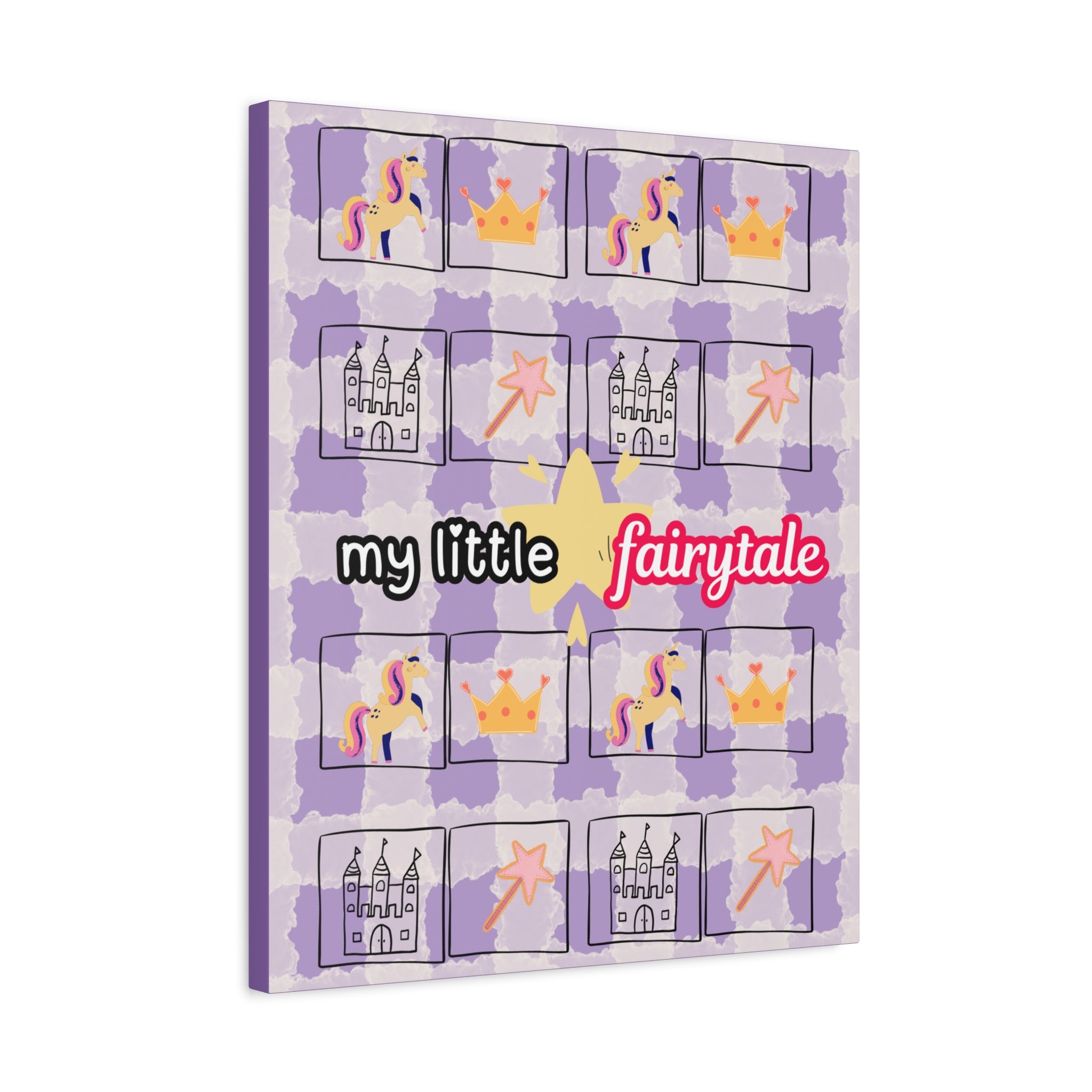 My Little Fairytale Large Canvas Wall Art — Princess Unicorn Castle Nursery Decor