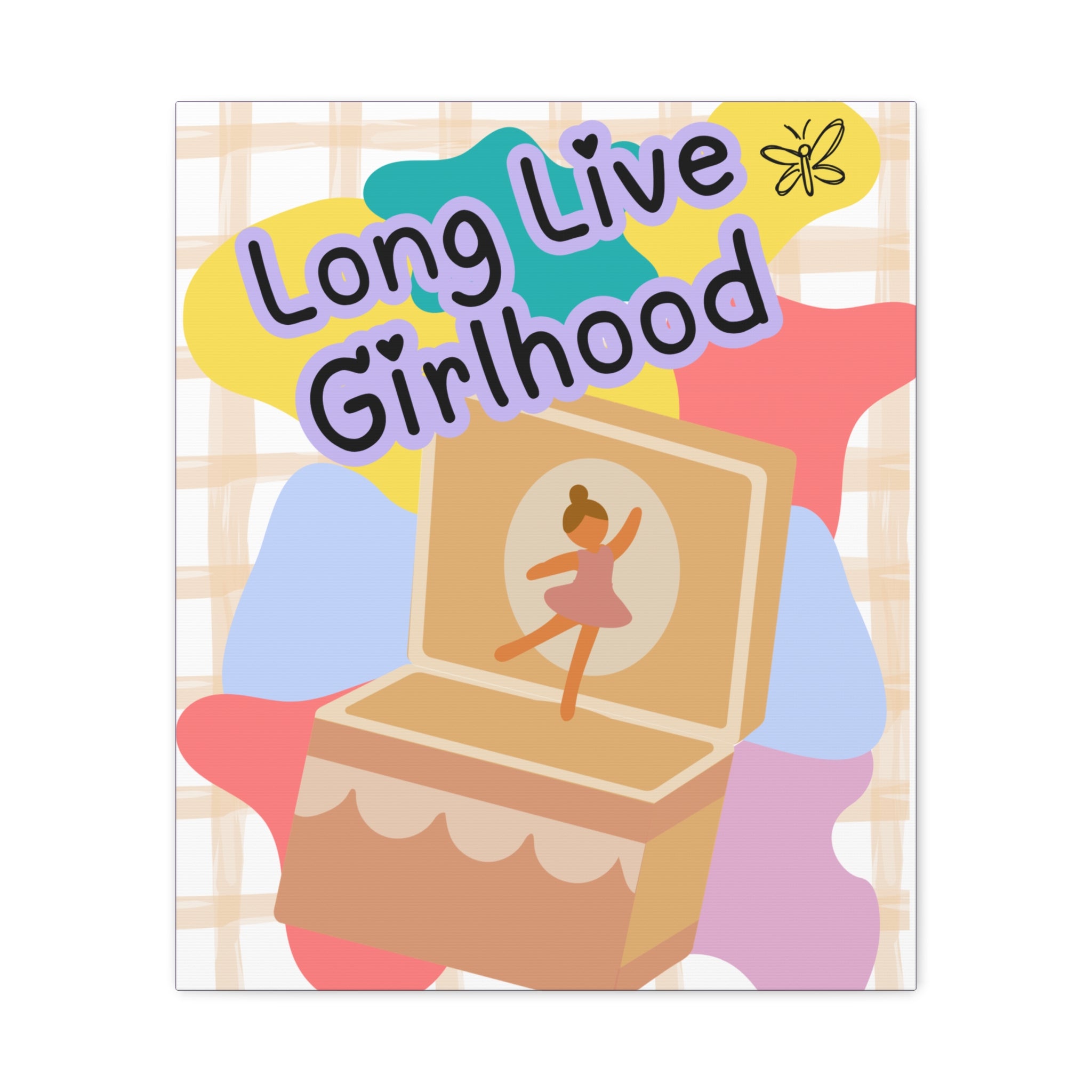 Long Live Girlhood Large Canvas Wall Art — Ballerina Music Box Nursery Print