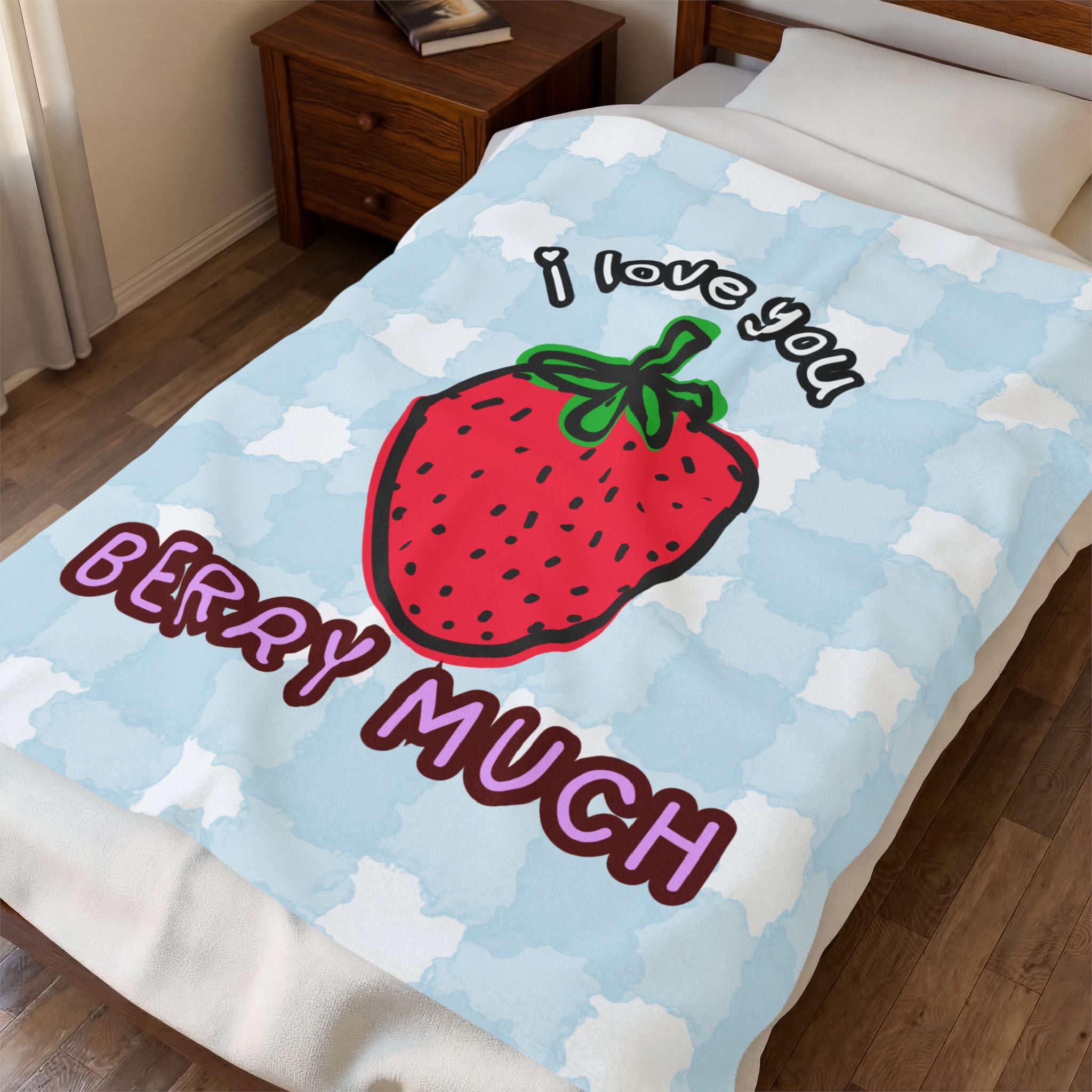 Berry Much Velveteen Plush Blanket — Kid's Strawberry Throw Blanket
