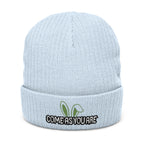 Embroidered 'Come As You Are' Ribbed Knit Beanie
