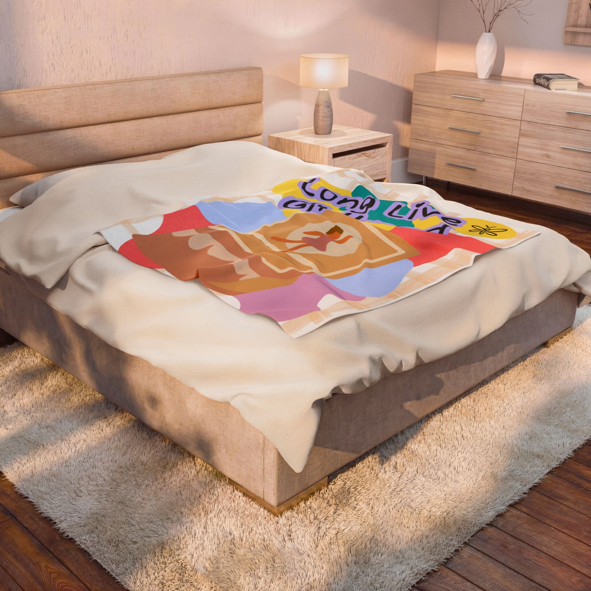 Velveteen Plush Blanket — "Long Live Girlhood" Ballet Music Box Throw