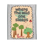 "Where the Wild One Sleeps" Kid's Large Velveteen Plush Blanket — Woodland Throw Blanket