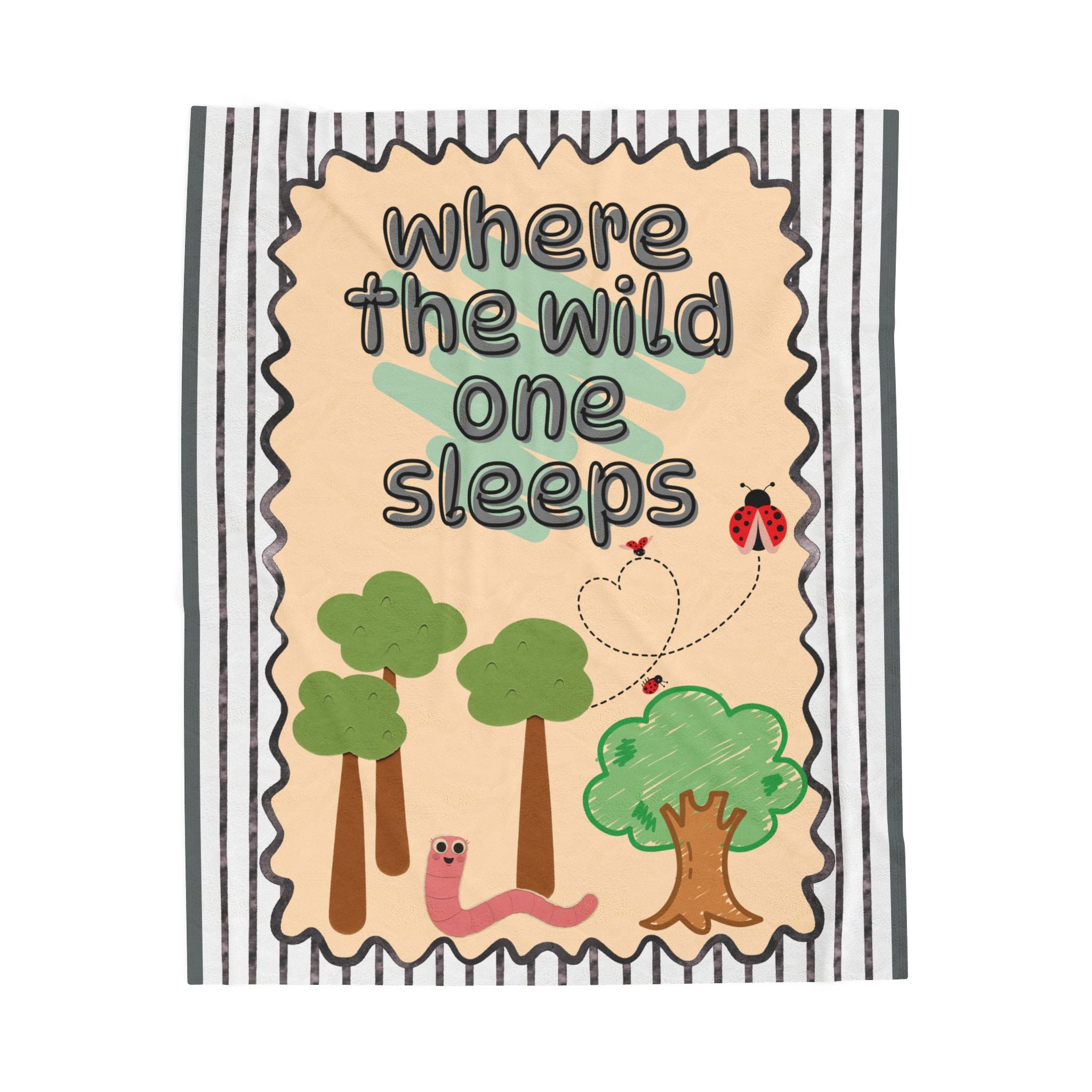"Where the Wild One Sleeps" Kid's Large Velveteen Plush Blanket — Woodland Throw Blanket