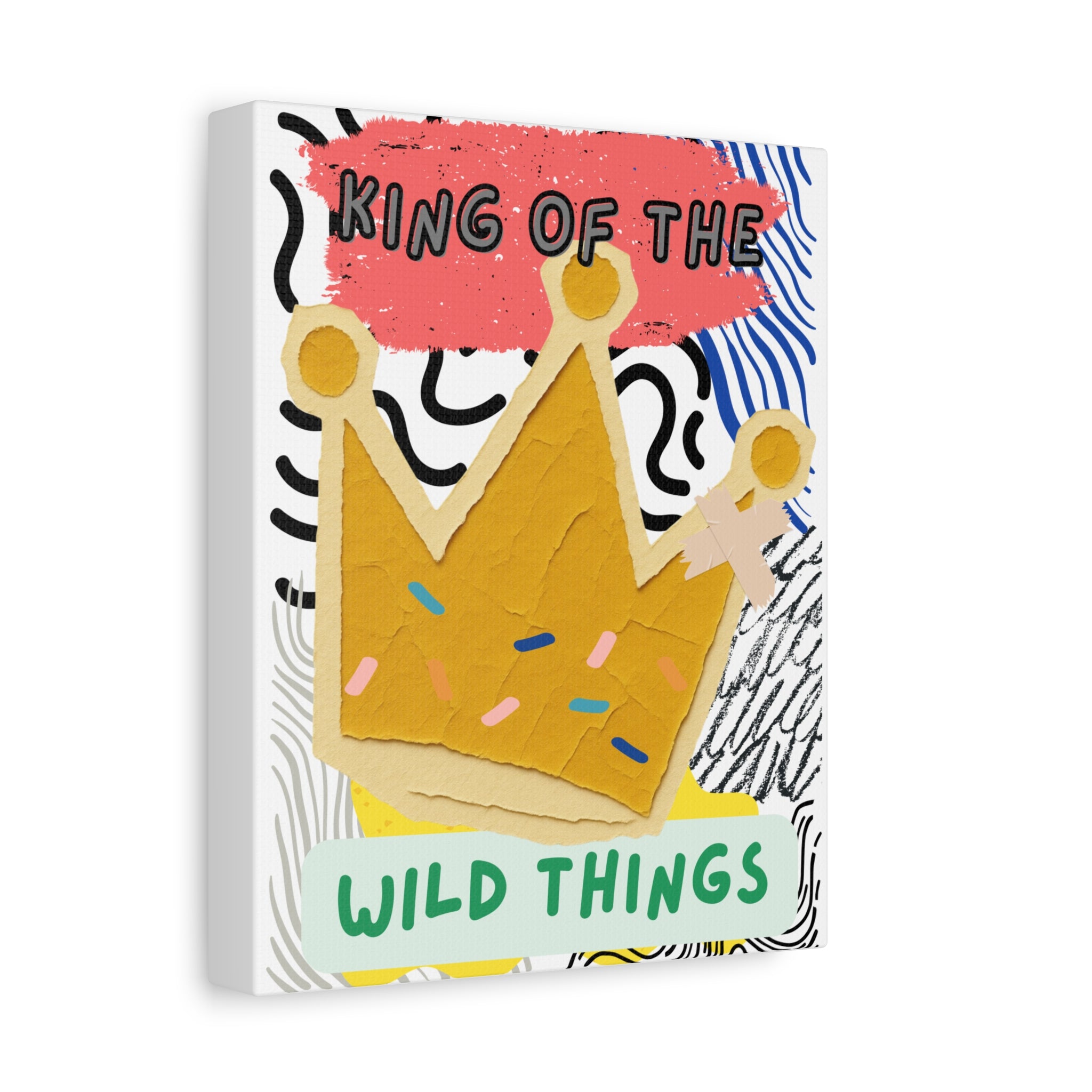 King of the Wild Things Canvas Print — Colorful Crown Wall Art for Kids’ Room