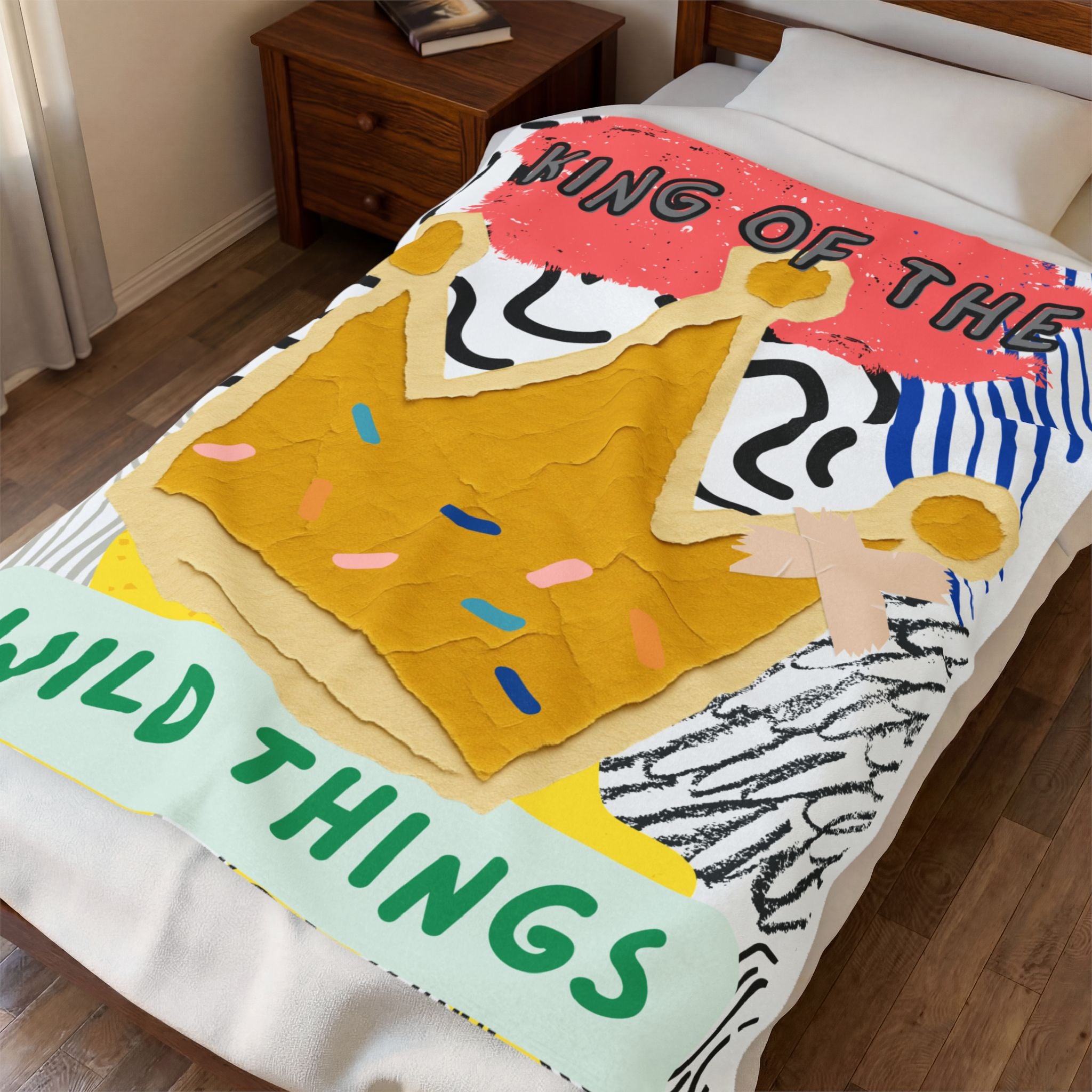 King of the Wild Things Velveteen Plush Blanket — Kids Crown Illustration Throw