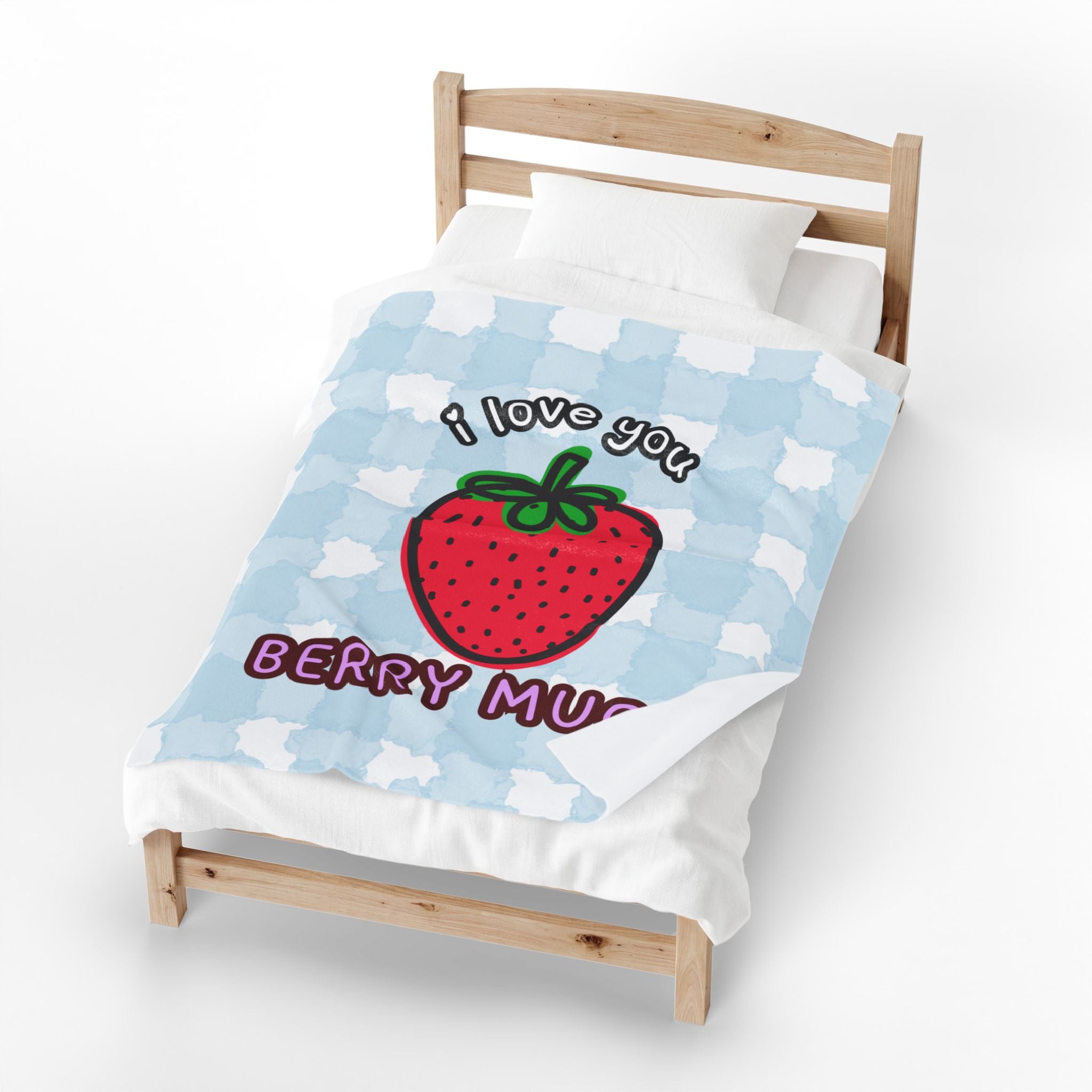 Berry Much Velveteen Plush Blanket — Kid's Strawberry Throw Blanket
