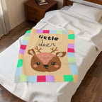 Little Deer Velvet Plush Baby Blanket — Cute Kids Woodland Throw for Nursery & Baby Shower