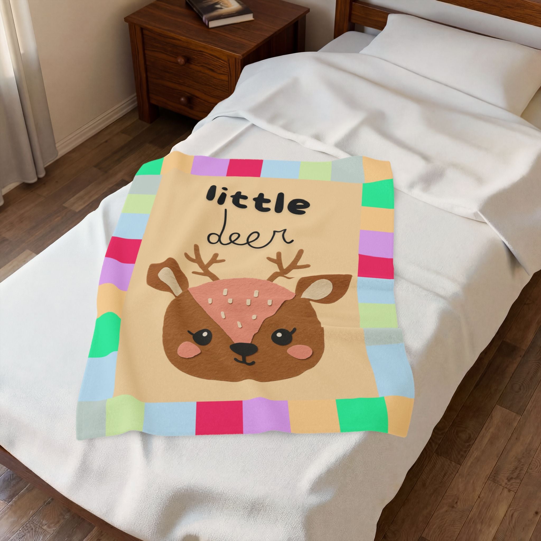 Little Deer Velvet Plush Baby Blanket — Cute Kids Woodland Throw for Nursery & Baby Shower