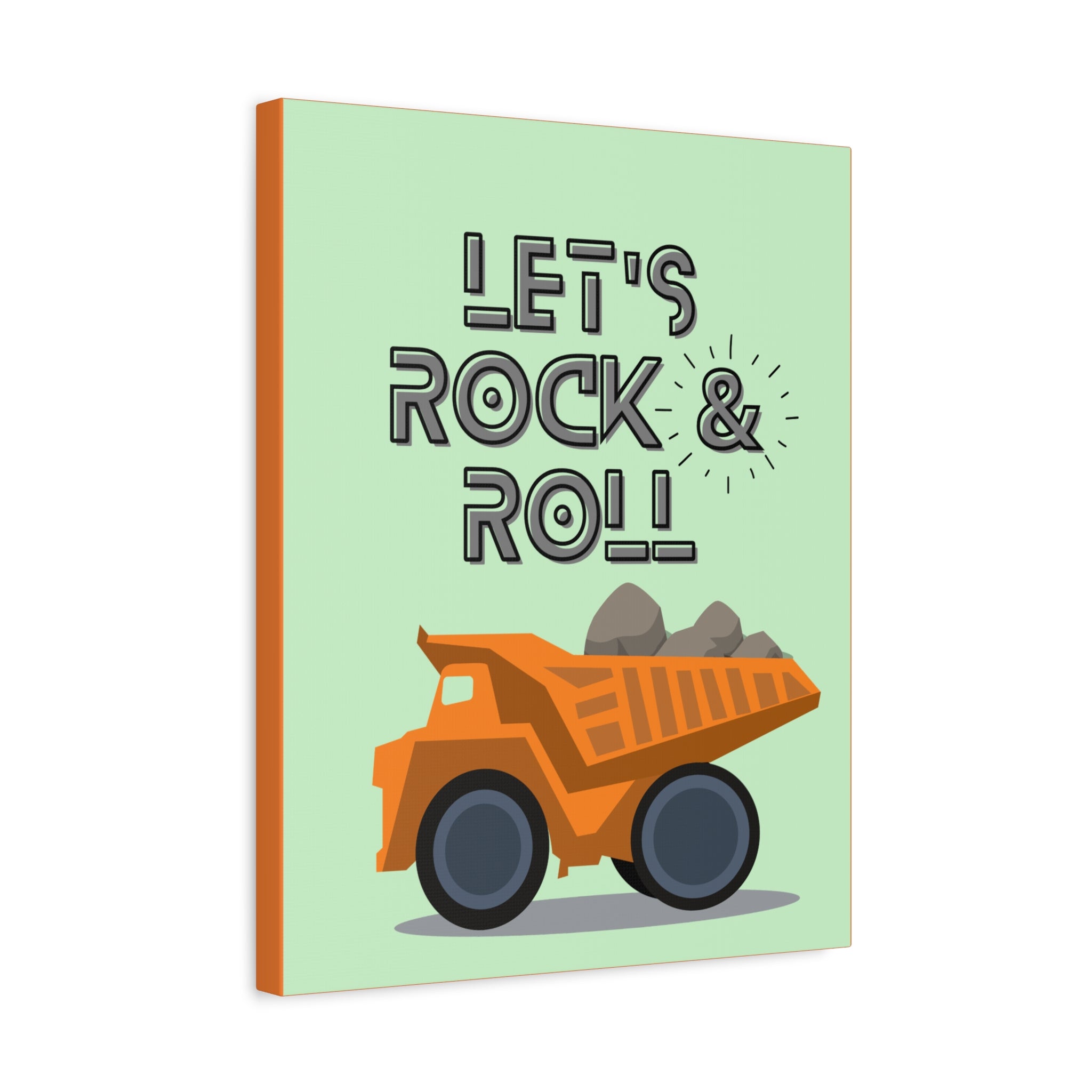 Let's Rock & Roll Dump Truck Large Matte Canvas Wall Art - Nursery