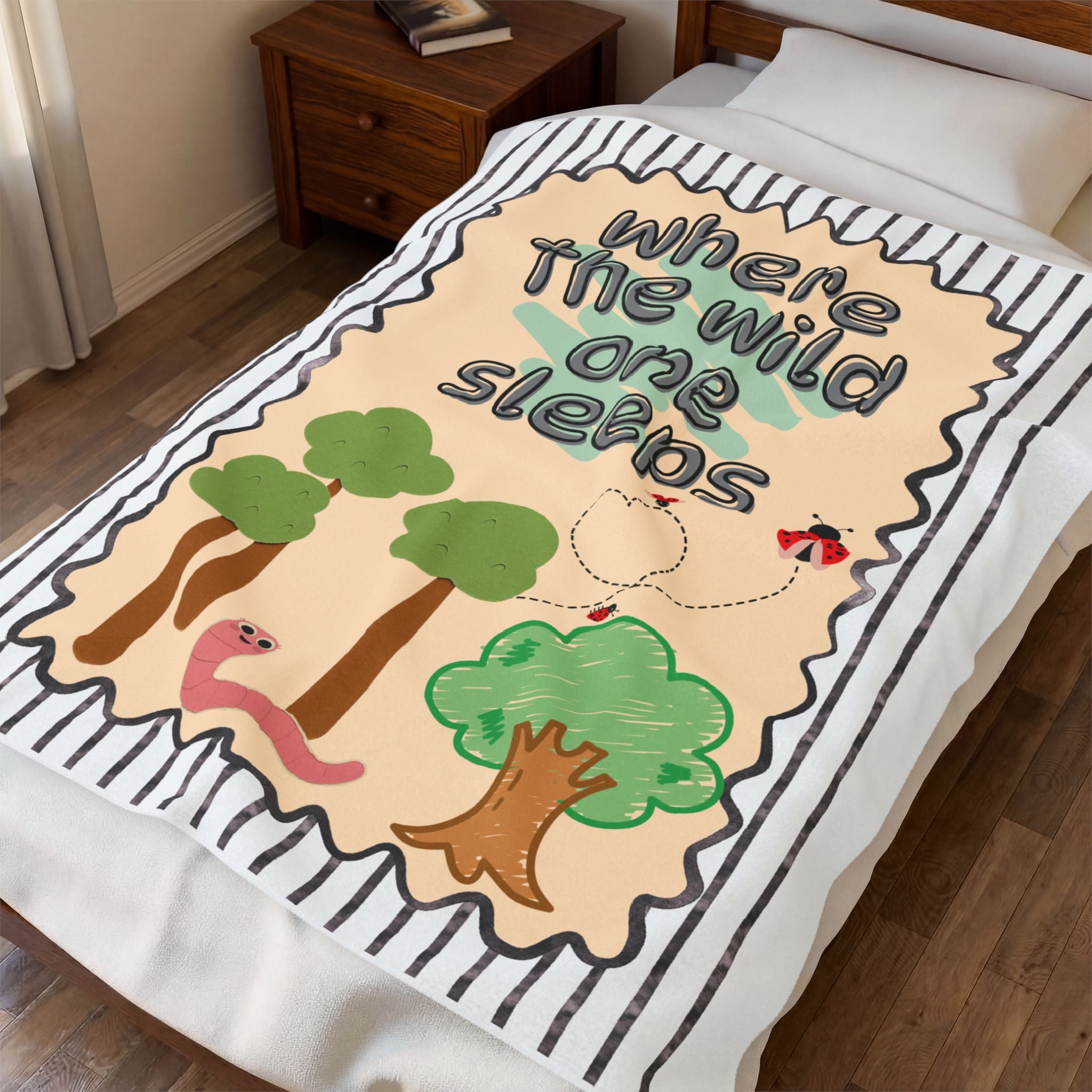 Kid's Large Plush Blanket — "Where the Wild One Sleeps" Woodland Baby Blanket