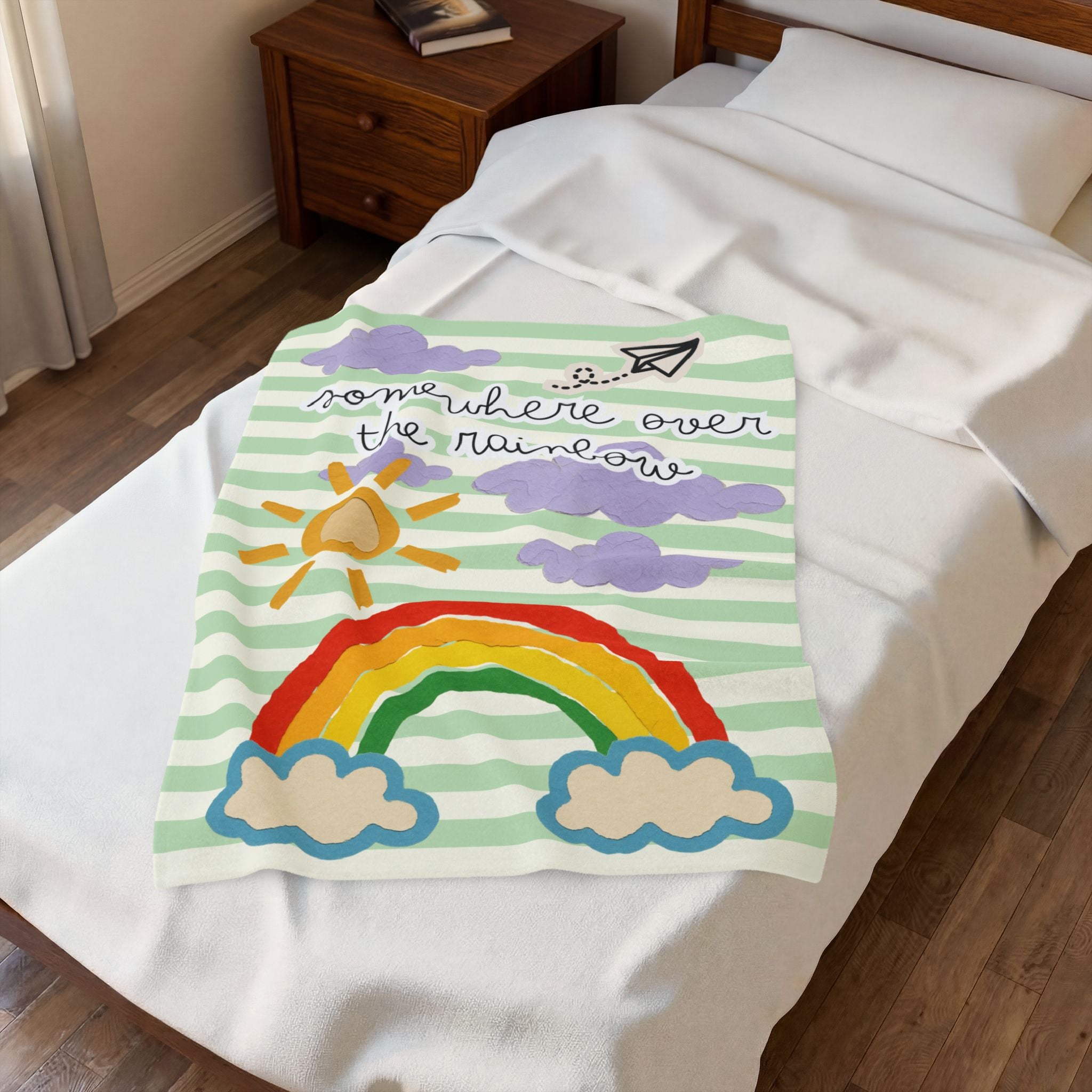 "Somewhere Over the Rainbow" Velveteen Baby Throw Blanket