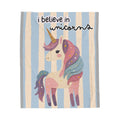Velveteen Plush Blanket — "I Believe in Unicorns" Pastel Unicorn Throw