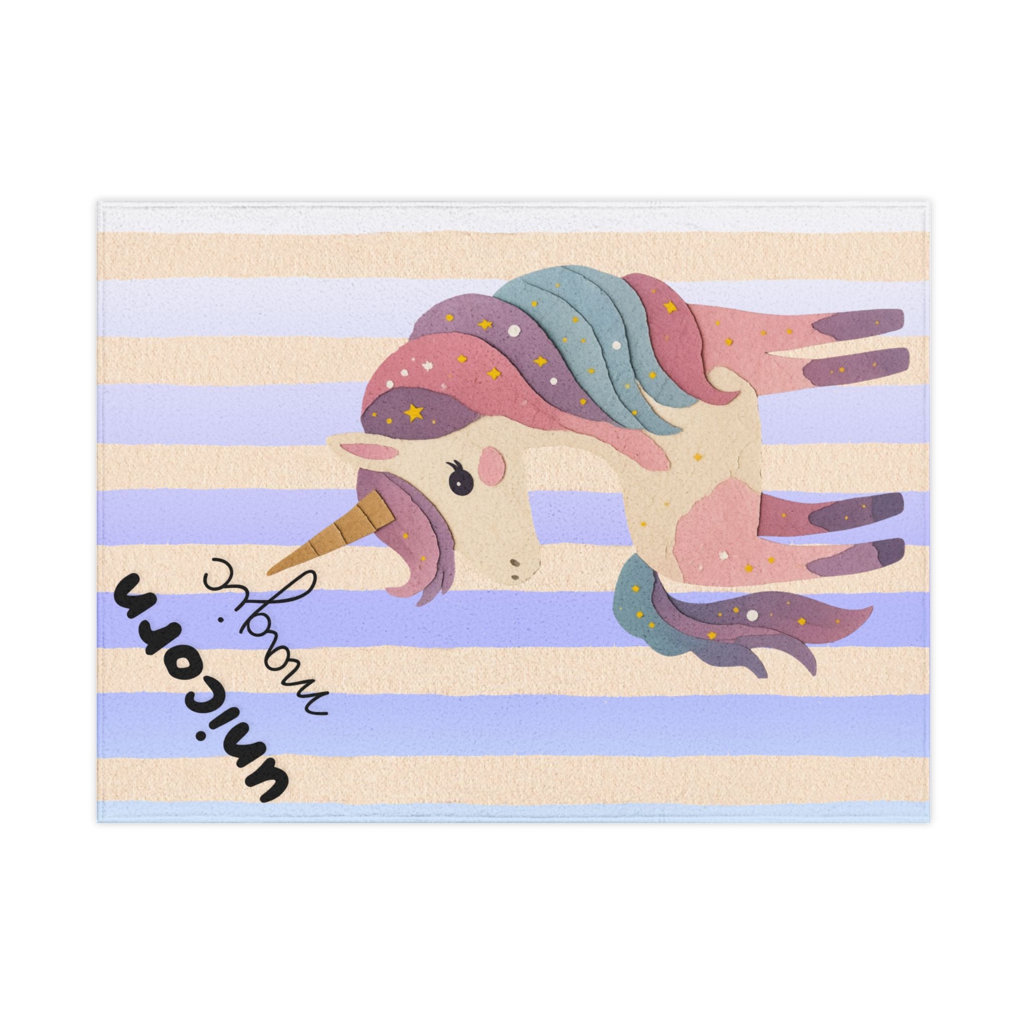 Unicorn Magic Toddler Blanket — Pastel Striped Cozy Baby Throw